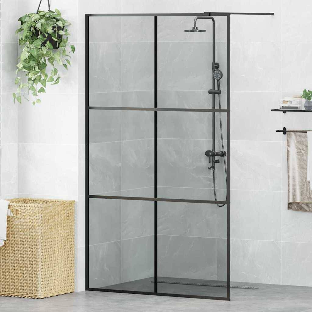 vidaXL Walk-in Duschwand Schwarz 115 x 195 cm Gehärtetes Glas
