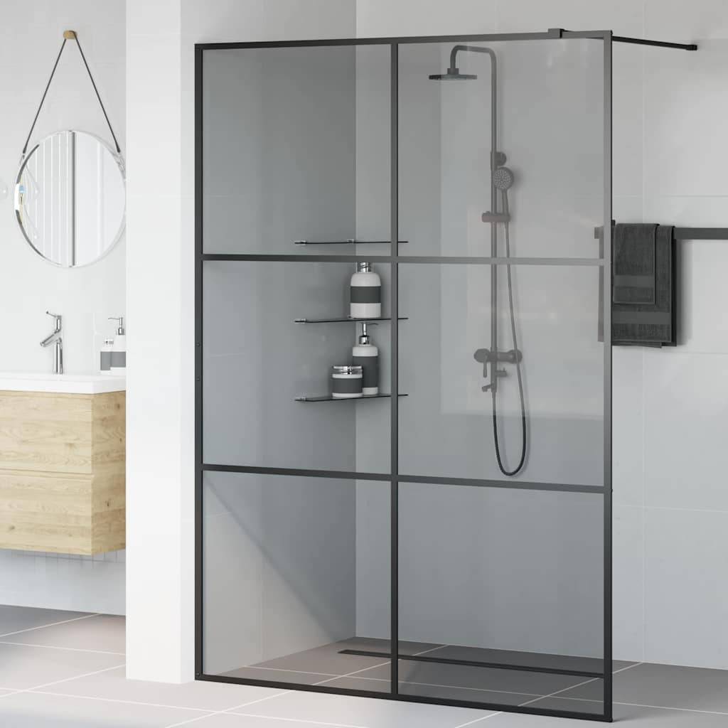 vidaXL Walk-in Duschwand Schwarz 140 x 195 cm Gehärtetes Glas