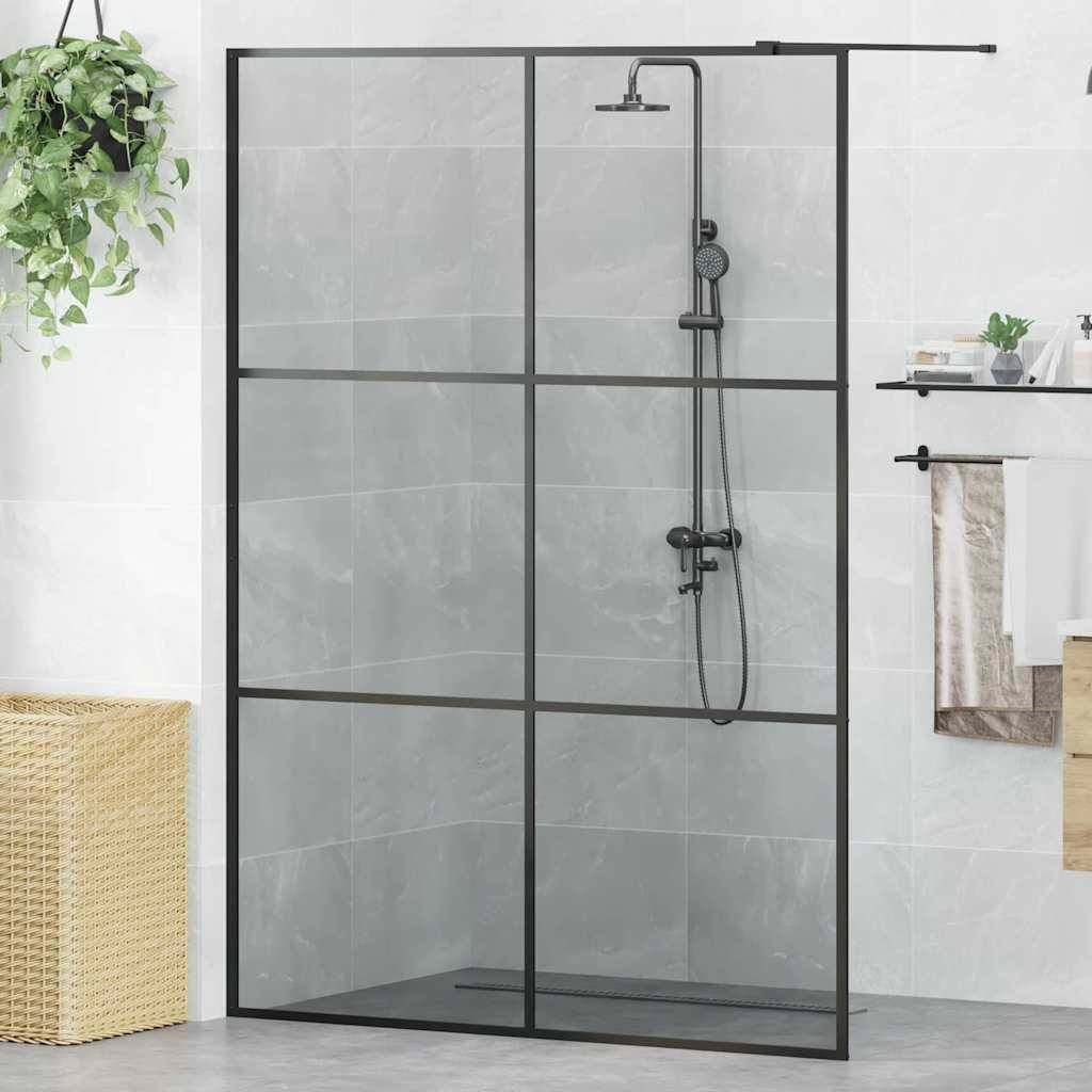 vidaXL Walk-in Duschwand Schwarz 140 x 195 cm Gehärtetes Glas