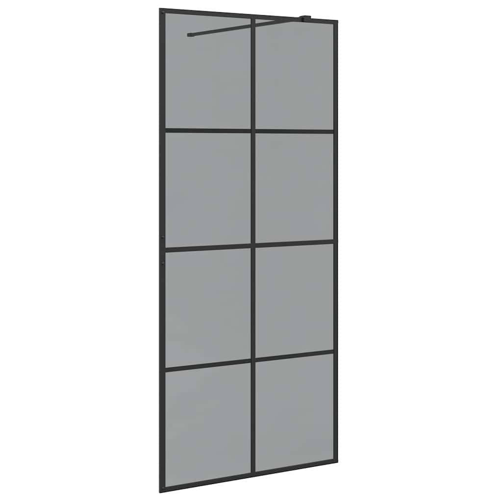 vidaXL Walk-in Duschwand Schwarz 90 x 195 cm Gehärtetes Glas