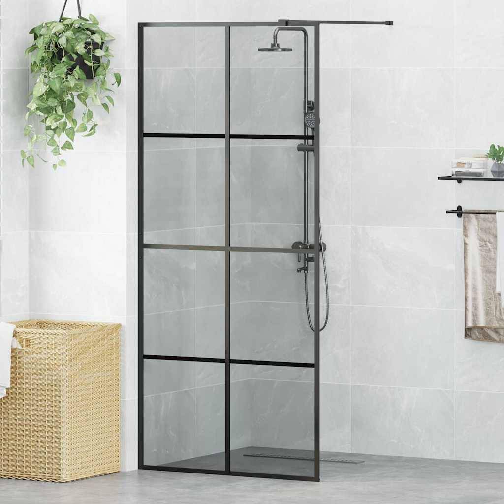 vidaXL Walk-in Duschwand Schwarz 90 x 195 cm Gehärtetes Glas