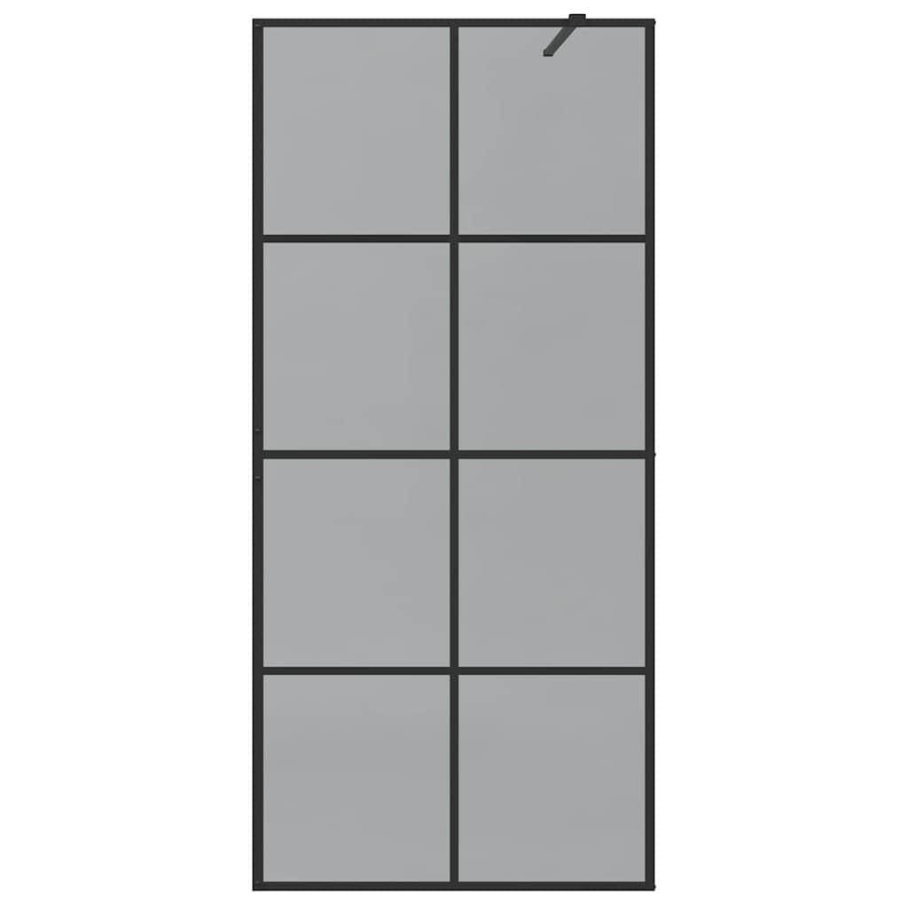vidaXL Walk-in Duschwand Schwarz 90 x 195 cm Gehärtetes Glas