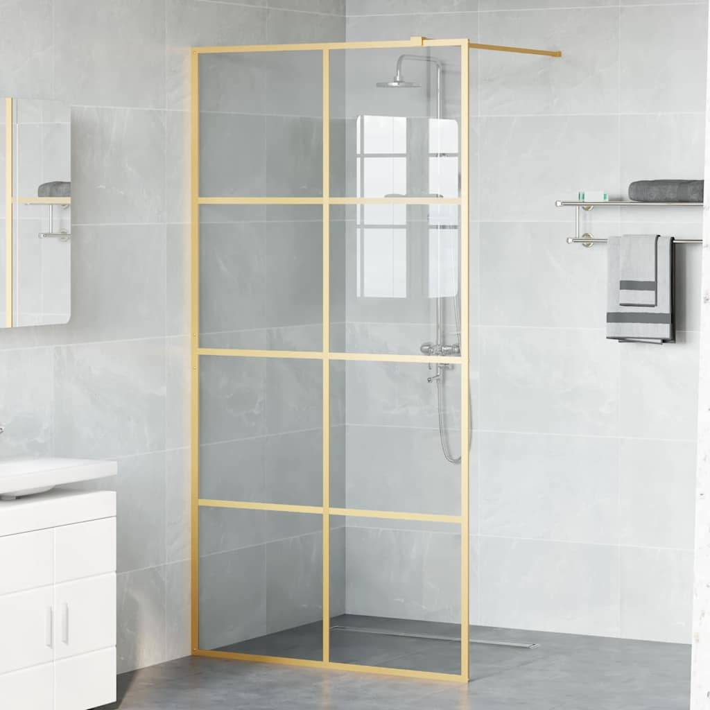 vidaXL Walk-in Duschwand Gold 100 x 195 cm Gehärtetes Glas