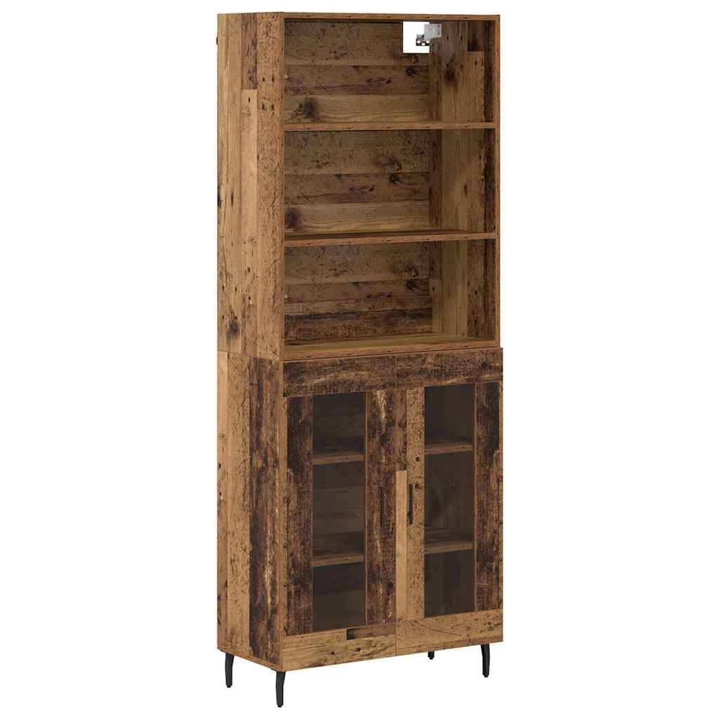 vidaXL Highboard Altholz 69,5 x 34 x 180 cm Engineered Wood und Glas