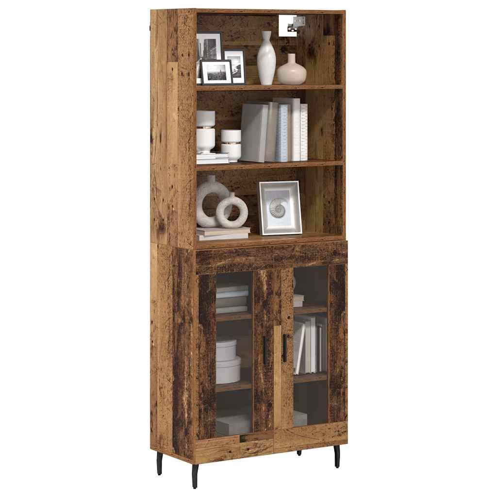 vidaXL Highboard Altholz 69,5 x 34 x 180 cm Engineered Wood und Glas