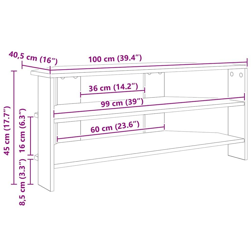 vidaXL EckTVSchrank Weiß 102x40,5x45cm Holzwerkstoff