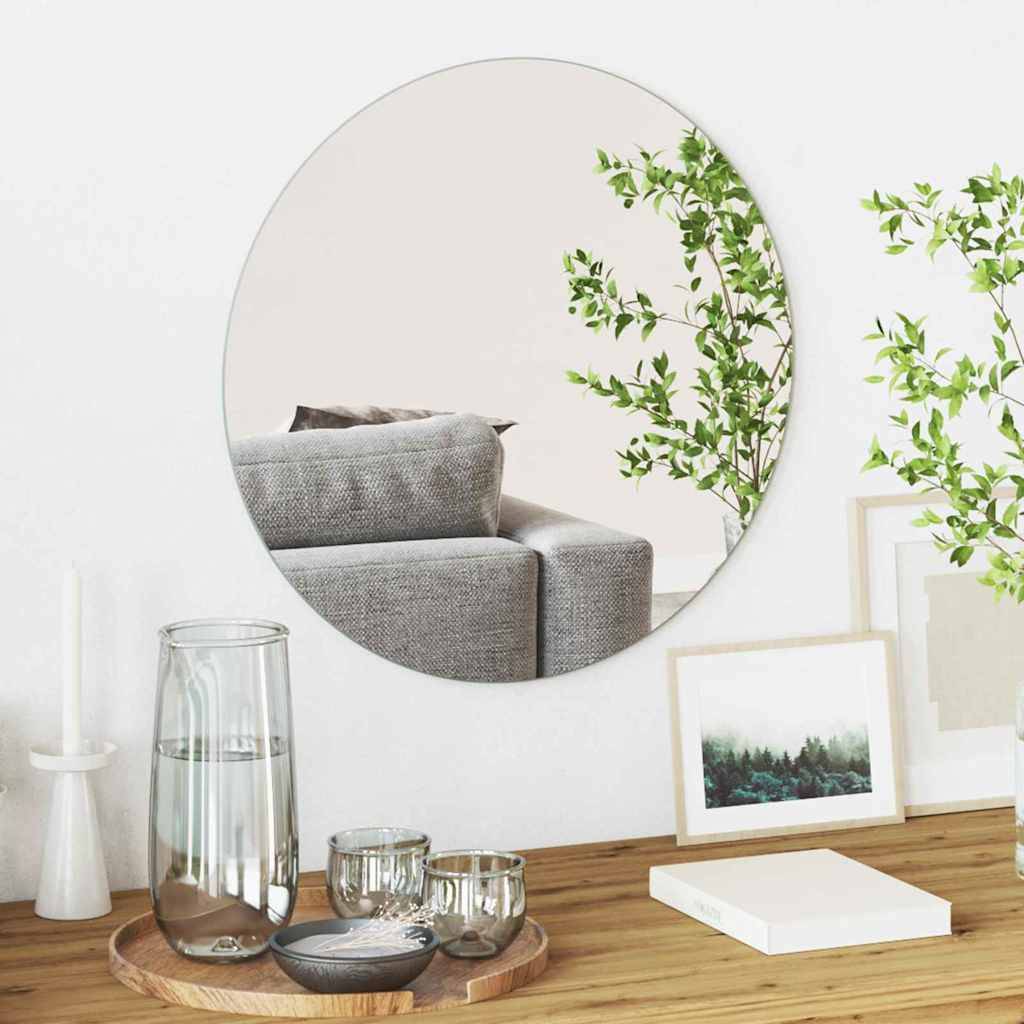 vidaXL Wandspiegel Rund Ø 50 cm Gehärtetes Glas
