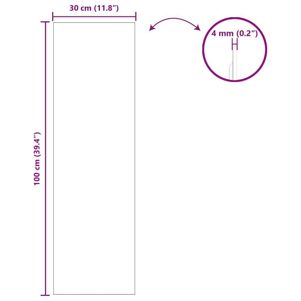 vidaXL Wandspiegel Rechtwinklig 30 x 100 cm Gehärtetes Glas