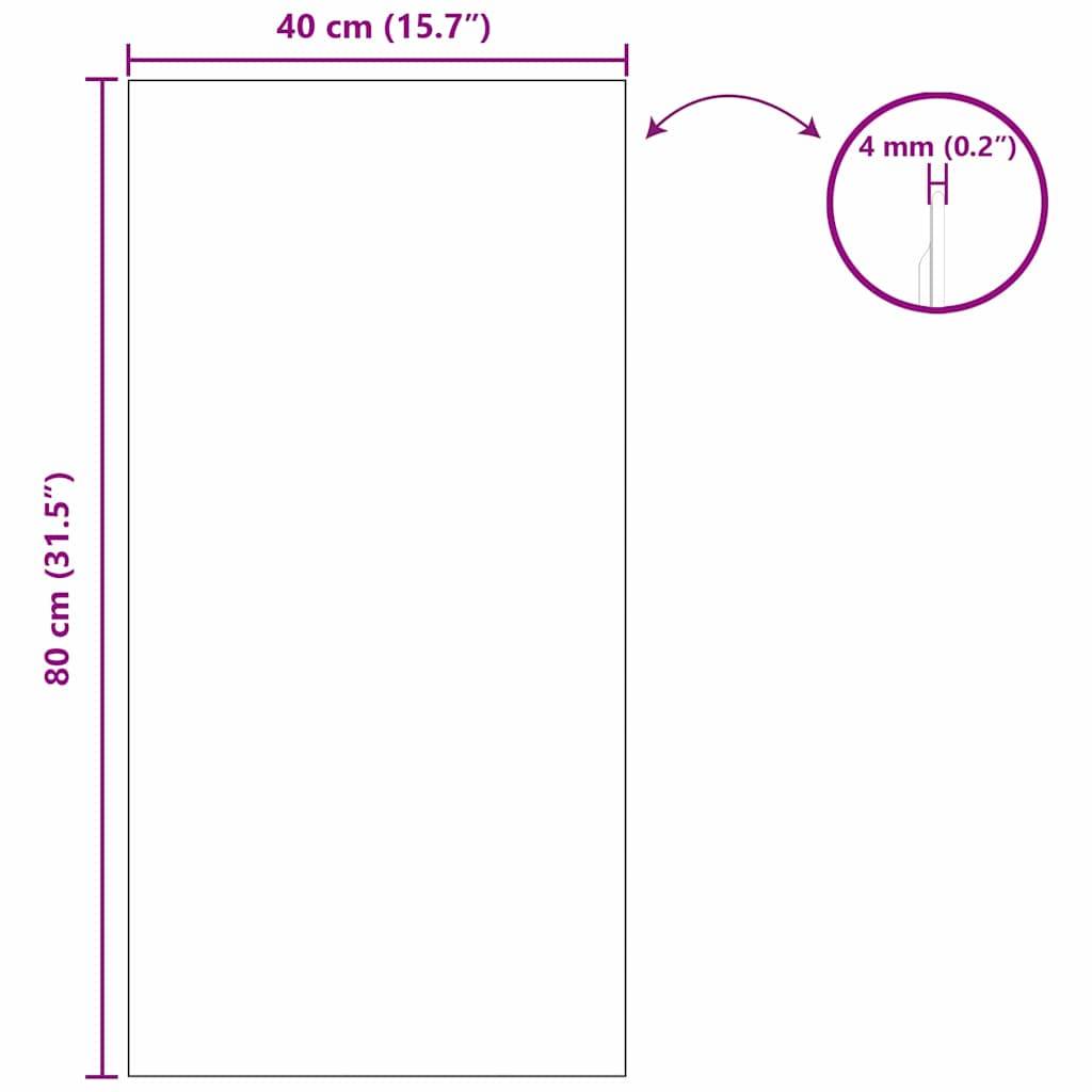Ein Rechteck mit den Abmessungen 40 cm × 80 cm, zuzüglich einer Detailansicht mit einer Randstärke von 4 mm.