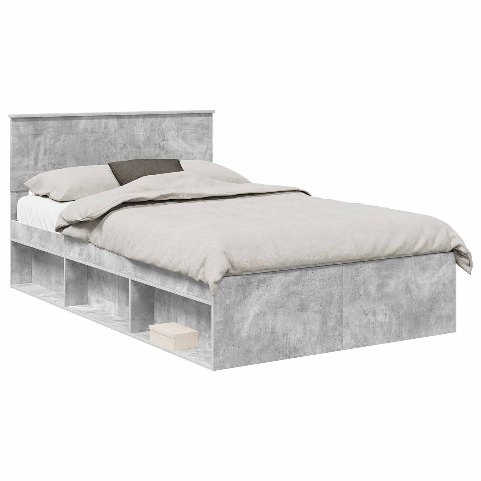 vidaXL Bettrahmen mit Kopfteil Beton 120 x 200 cm Holzwerkstoff