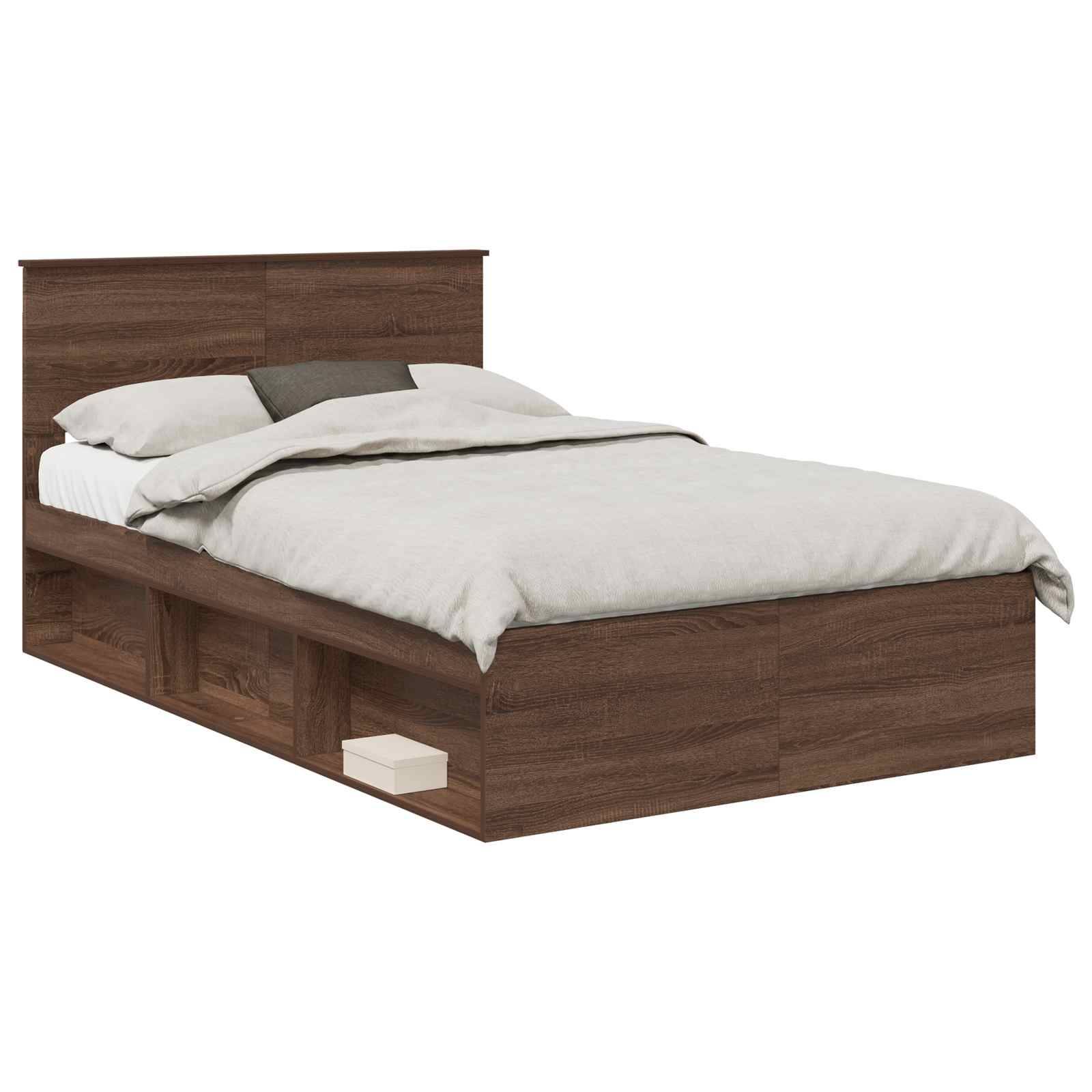 vidaXL Bettrahmen Braun Eichen-Optik 120 x 190 cm Holzwerkstoff