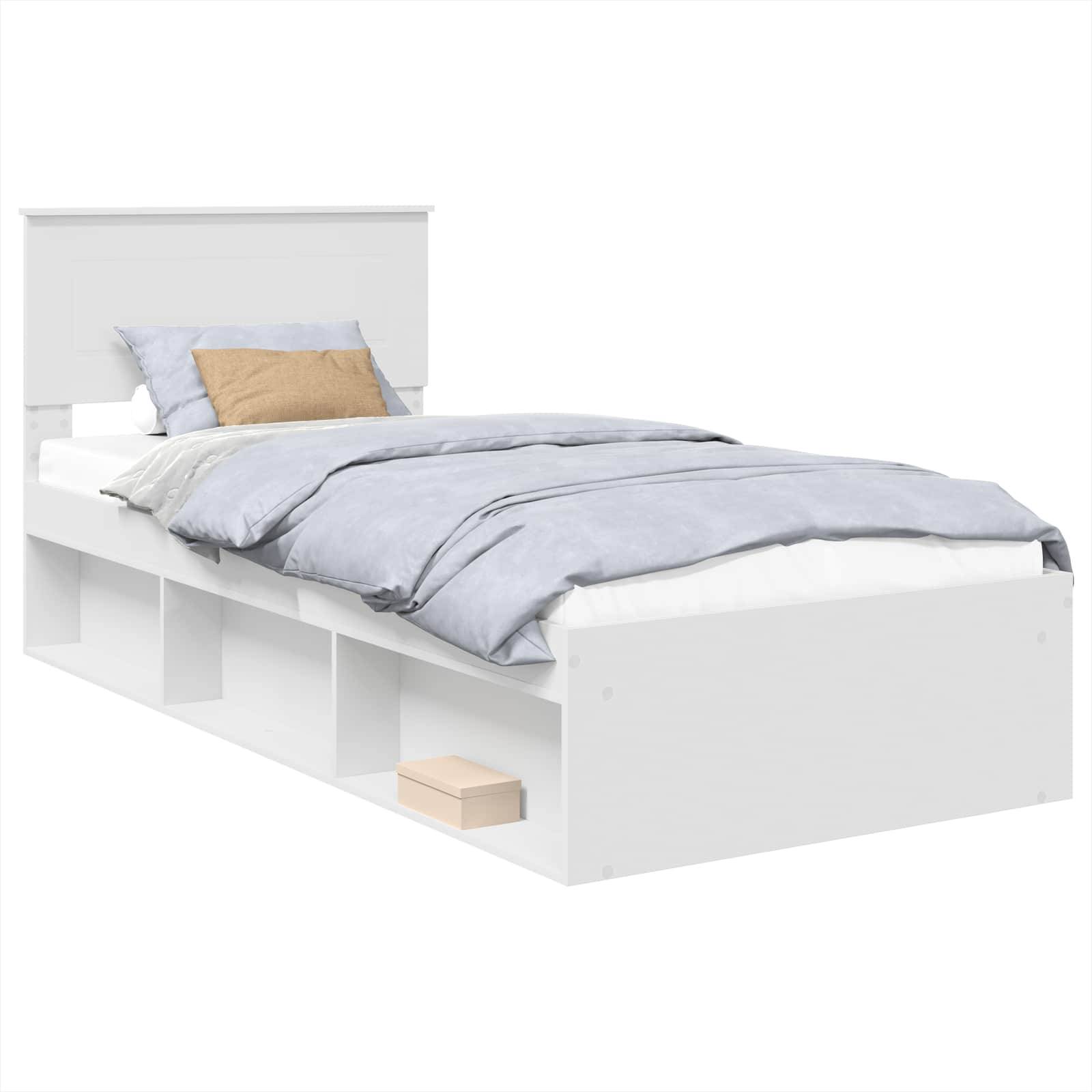 vidaXL Bettrahmen mit Kopfteil Weiß 75 x 190 cm Holzwerkstoff