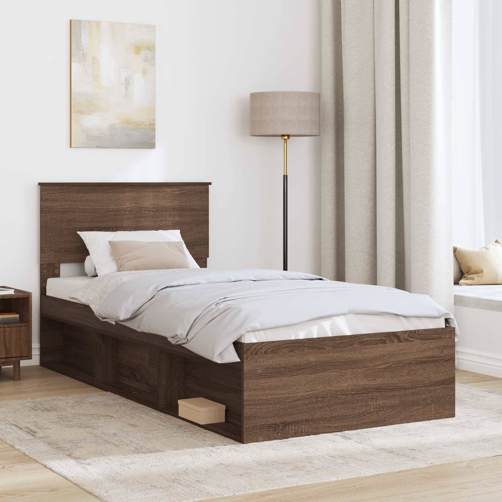 vidaXL Bettrahmen Braun Eichen-Optik 75 x 190 cm Holzwerkstoff