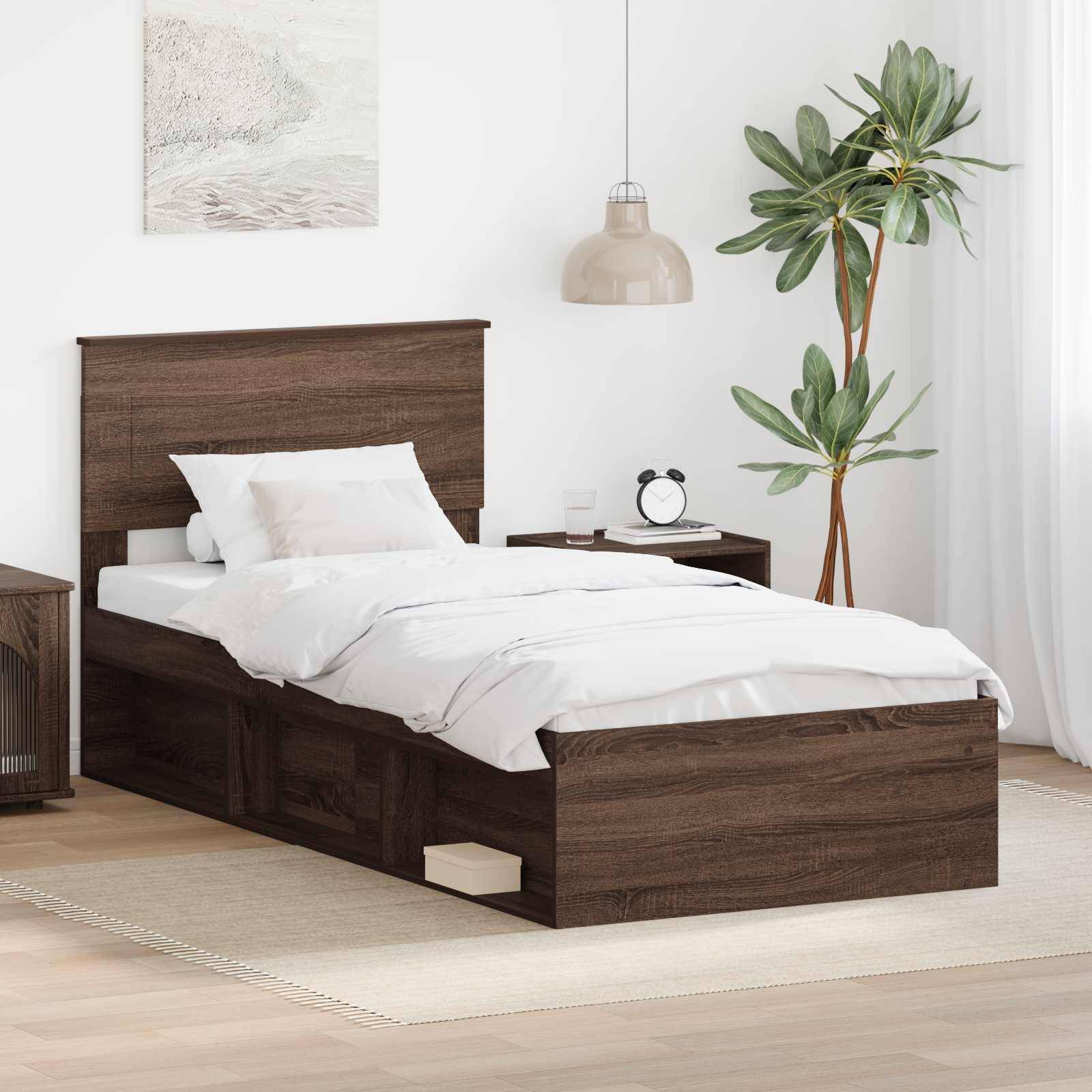 vidaXL Bettrahmen Braun Eichen-Optik 75 x 190 cm Holzwerkstoff