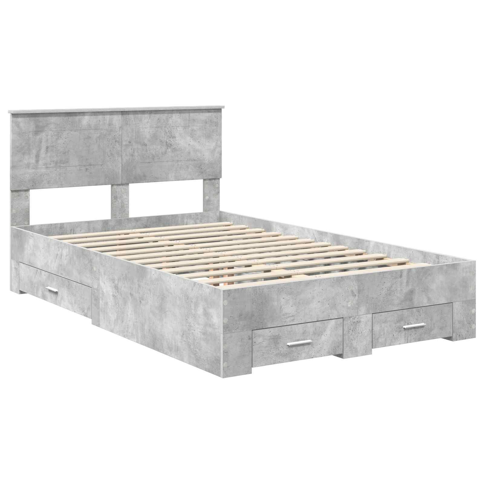 vidaXL Bettrahmen mit Kopfteil Beton Grau 120 x 190 cm Holzwerkstoff