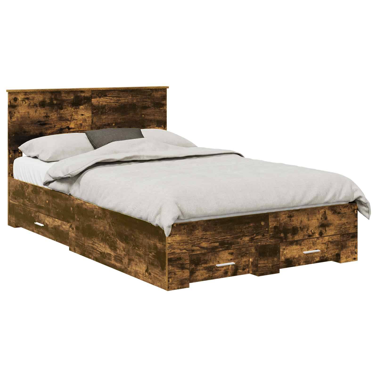 vidaXL Bettrahmen Geräucherte Eiche 135 x 190 cm Holzwerkstoff