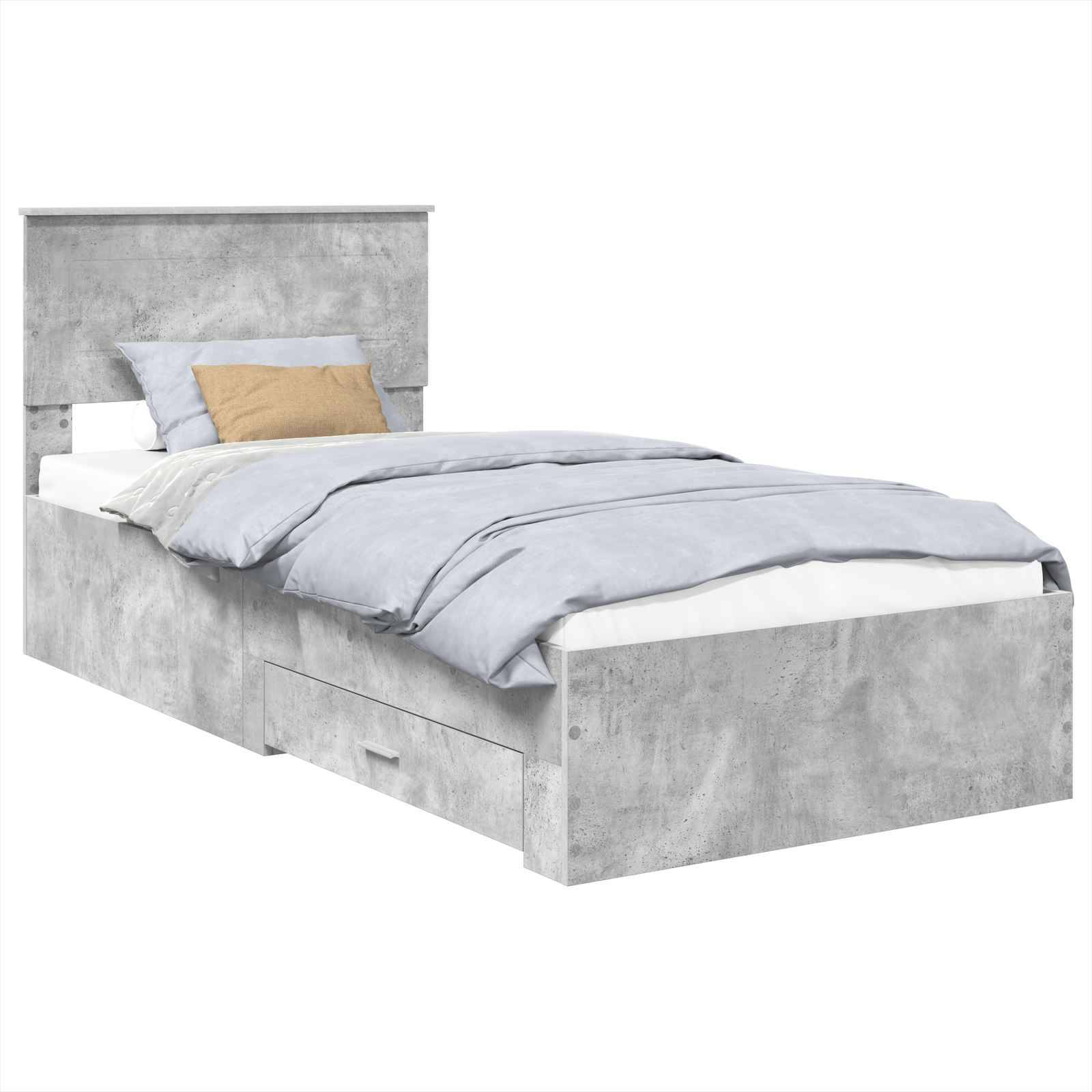 vidaXL Bettrahmen Beton Grau und Silber 75 x 190 cm Holzwerkstoff
