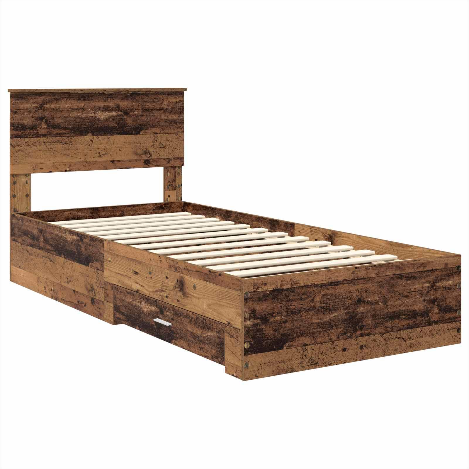 vidaXL Bettrahmen mit Kopfteil Altholz 100 x 200 cm Holzwerkstoff