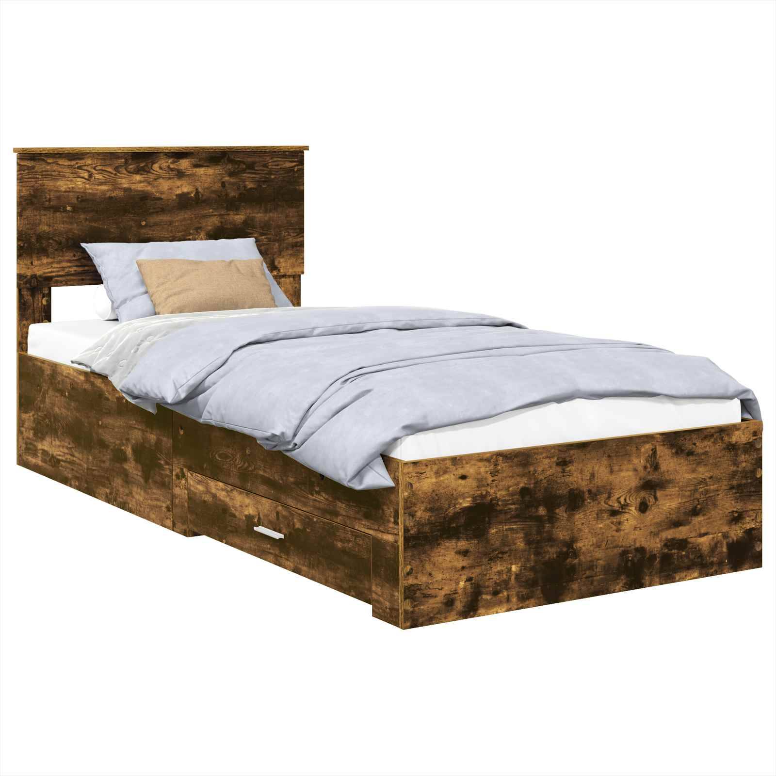 vidaXL Bettrahmen Geräucherte Eiche 90 x 190 cm Holzwerkstoff