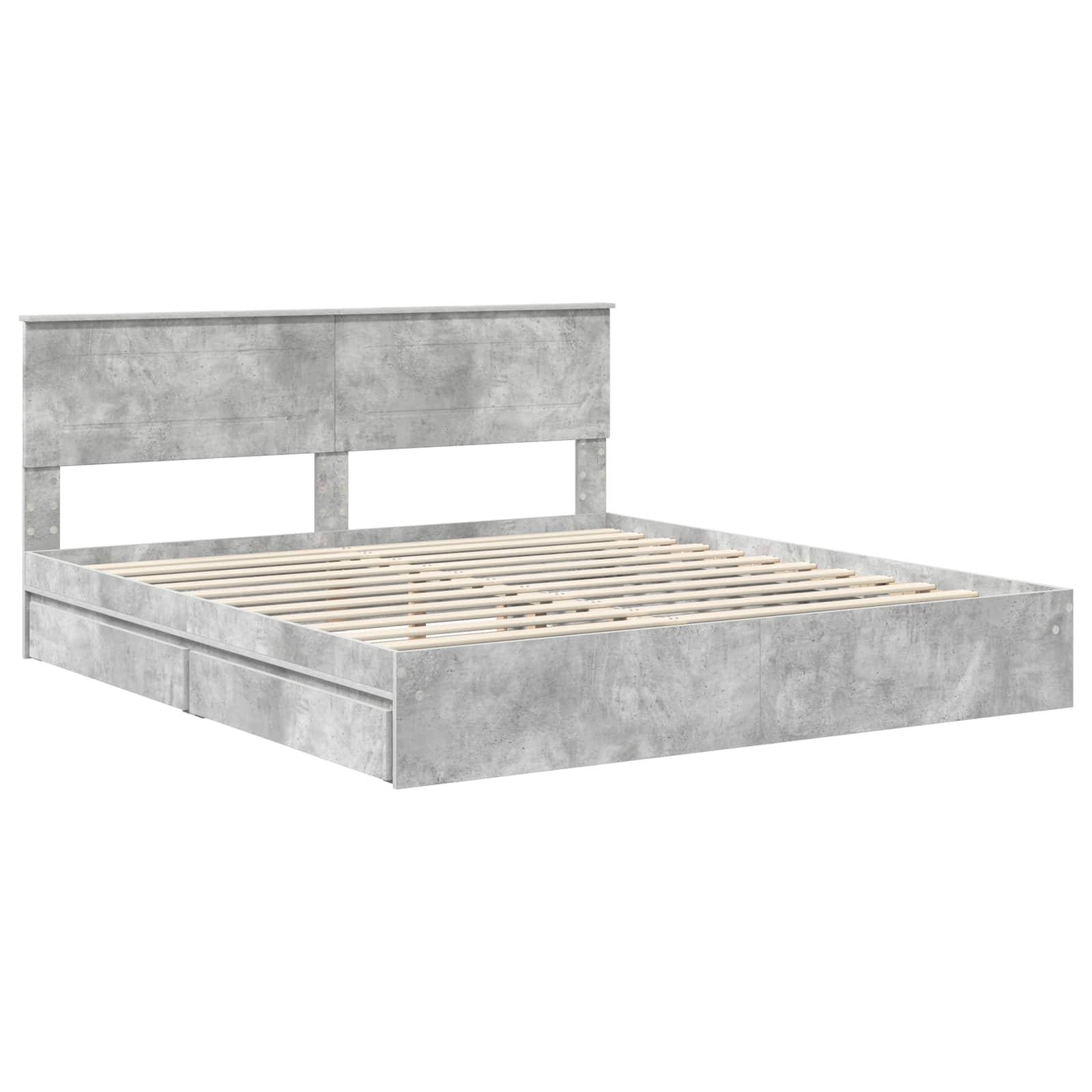 vidaXL Aufbewahrungsbett Beton Grau 200 x 200 cm Holzwerkstoff