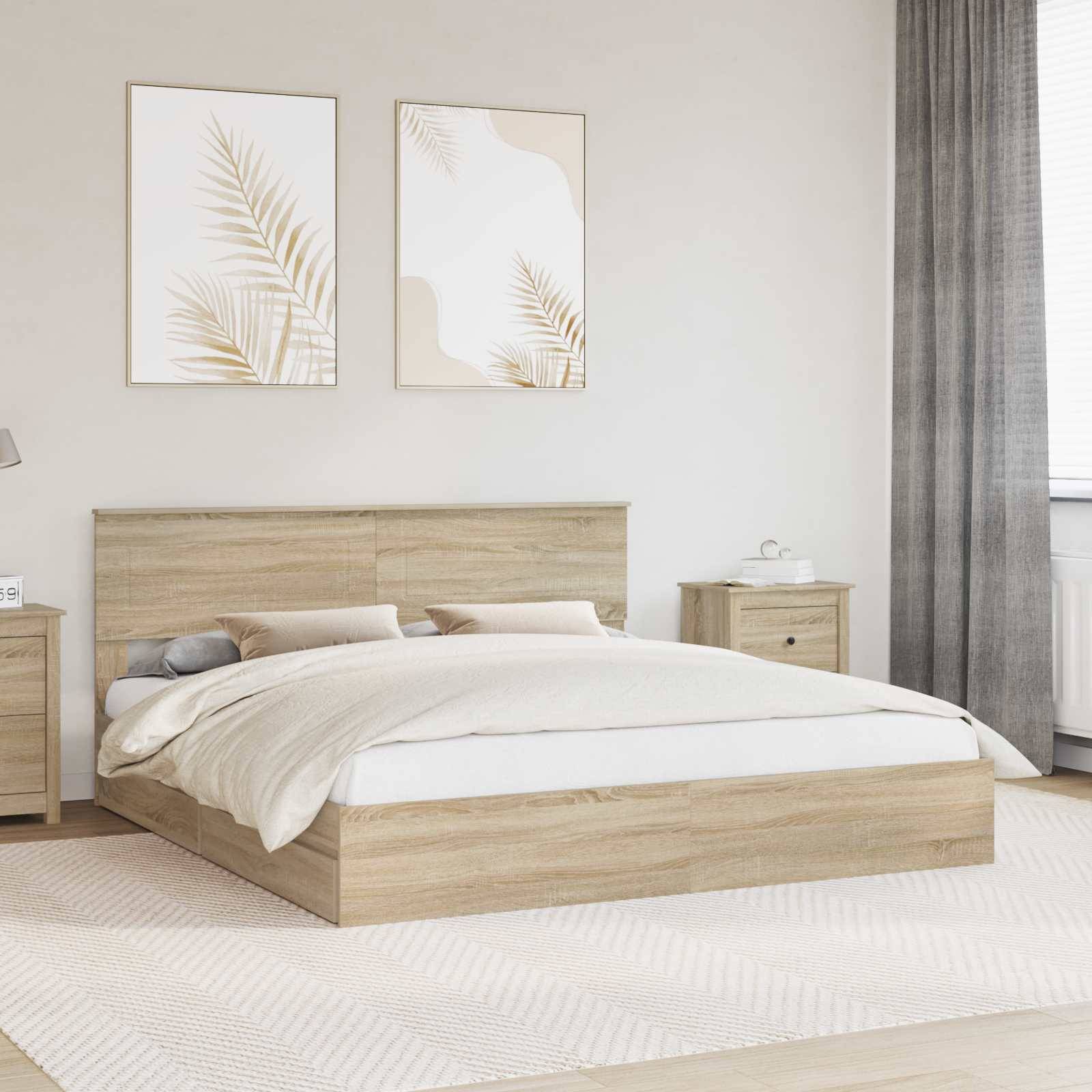 vidaXL Aufbewahrungsbett Sonoma-Eiche 180 x 200 cm Holzwerkstoff
