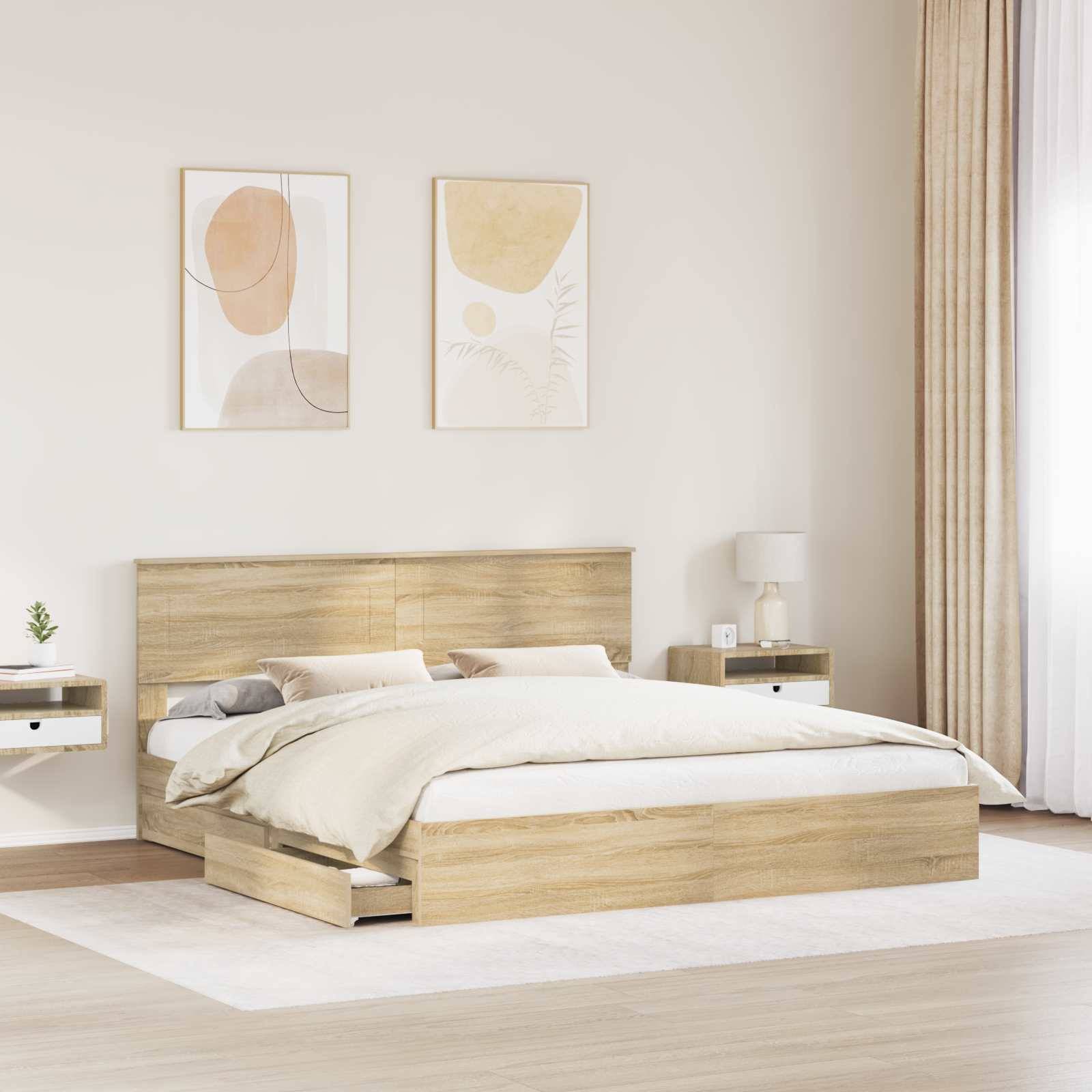 vidaXL Aufbewahrungsbett Sonoma-Eiche 180 x 200 cm Holzwerkstoff