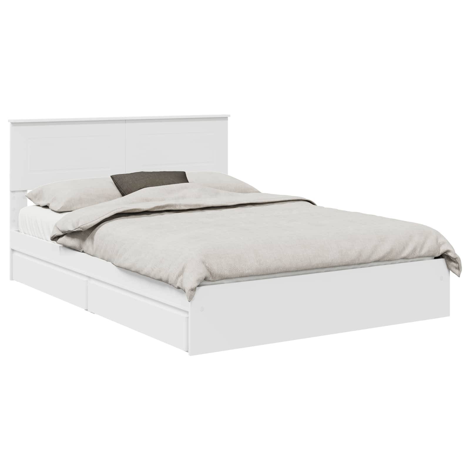 vidaXL Aufbewahrungsbett mit Kopfteil Weiß 140 x 190 cm Holzwerkstoff