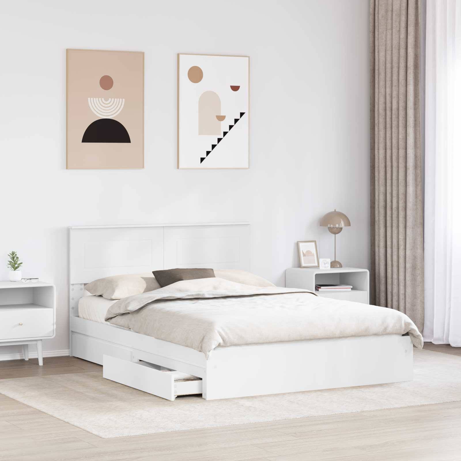 vidaXL Aufbewahrungsbett mit Kopfteil Weiß 140 x 190 cm Holzwerkstoff
