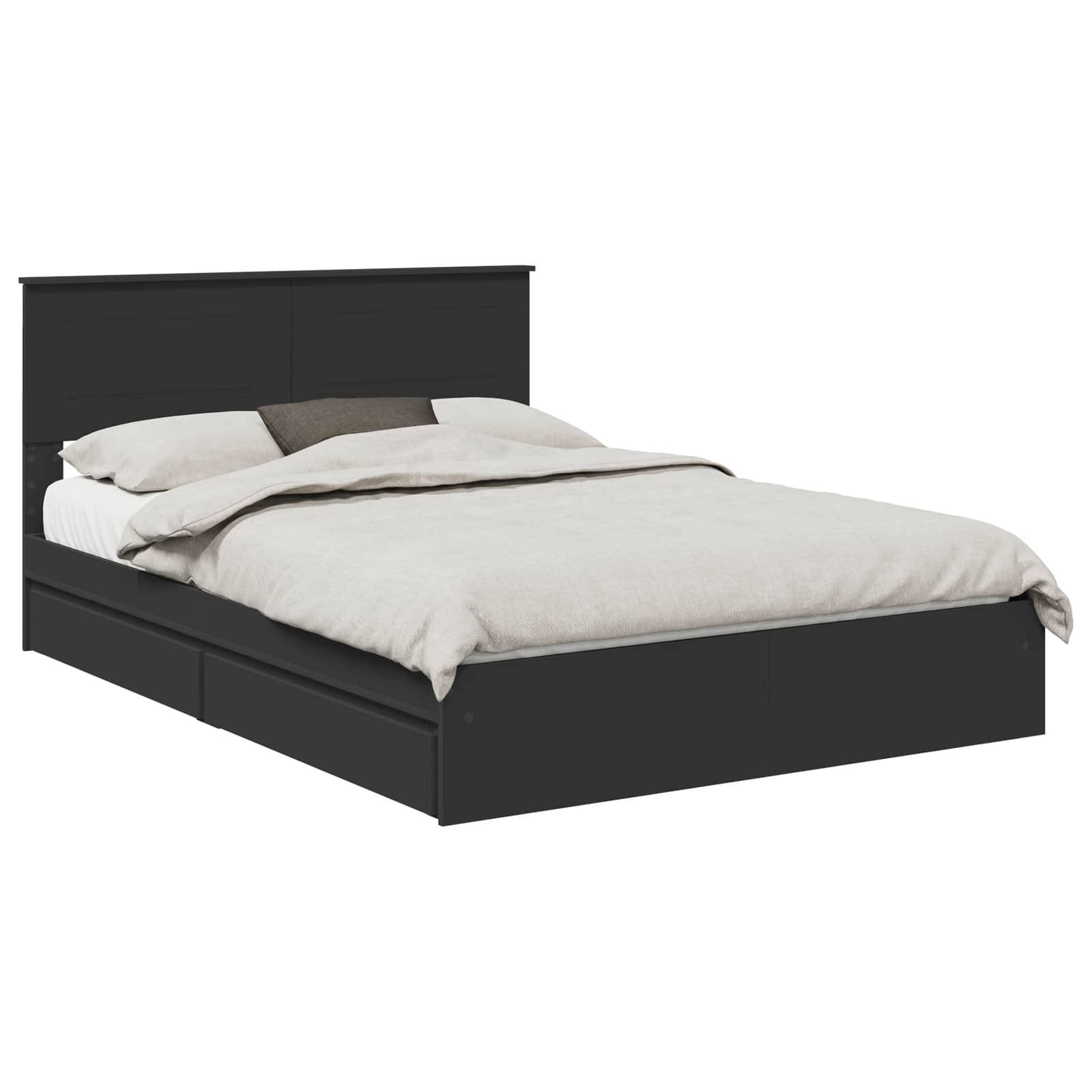 vidaXL Aufbewahrungsbett Schwarz 150 x 200 cm Holzwerkstoff
