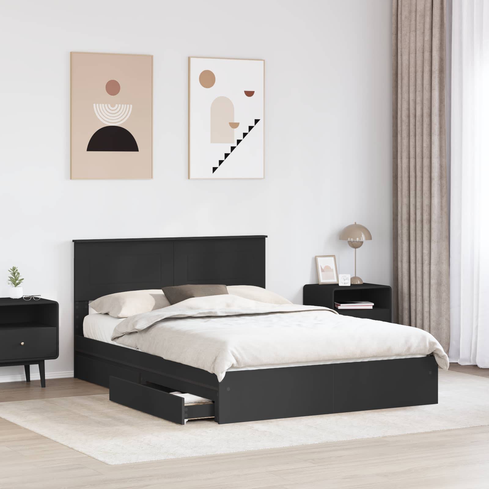 vidaXL Aufbewahrungsbett Schwarz 150 x 200 cm Holzwerkstoff