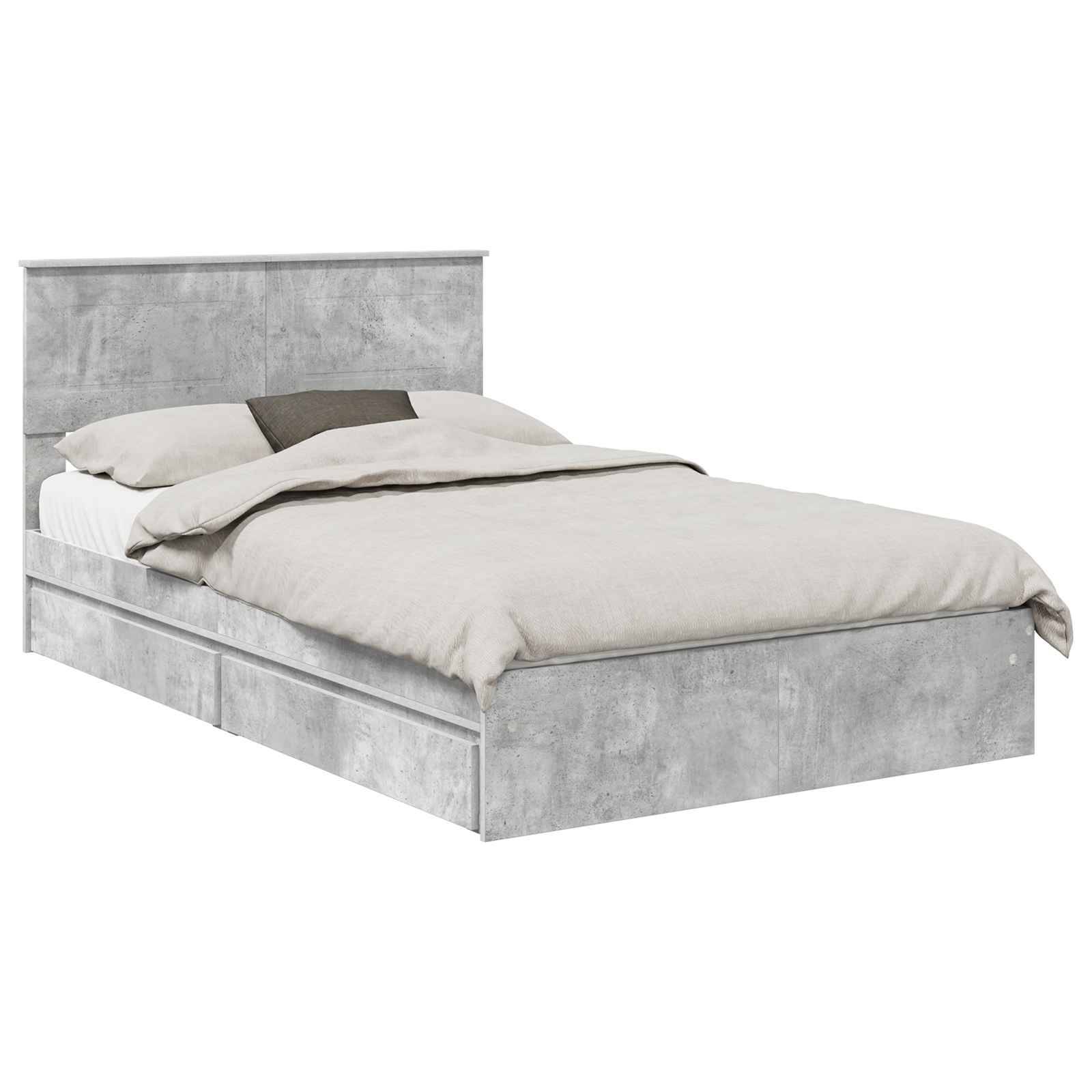 vidaXL Aufbewahrungsbett Beton Grau 135 x 190 cm Holzwerkstoff