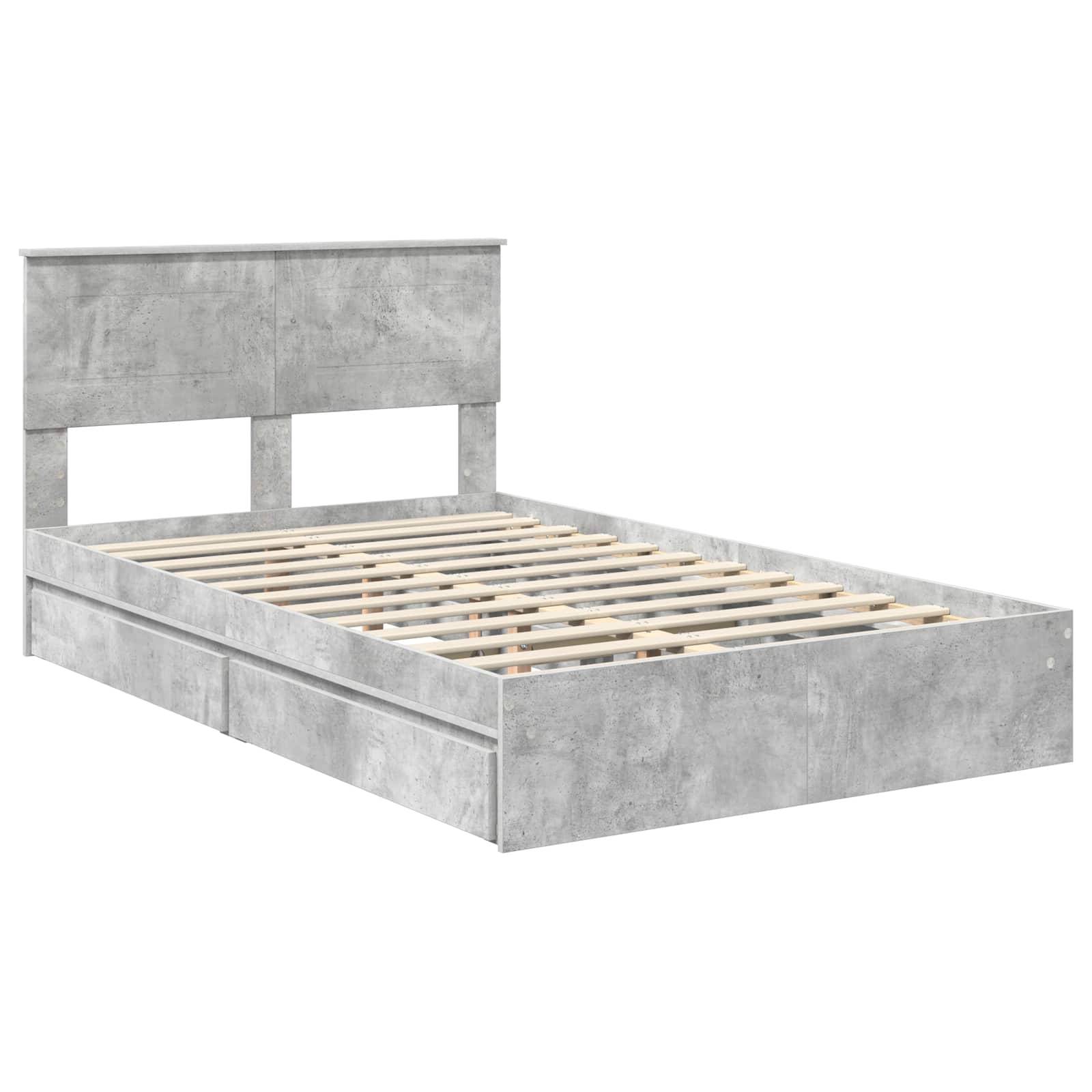 vidaXL Aufbewahrungsbett Beton Grau 135 x 190 cm Holzwerkstoff