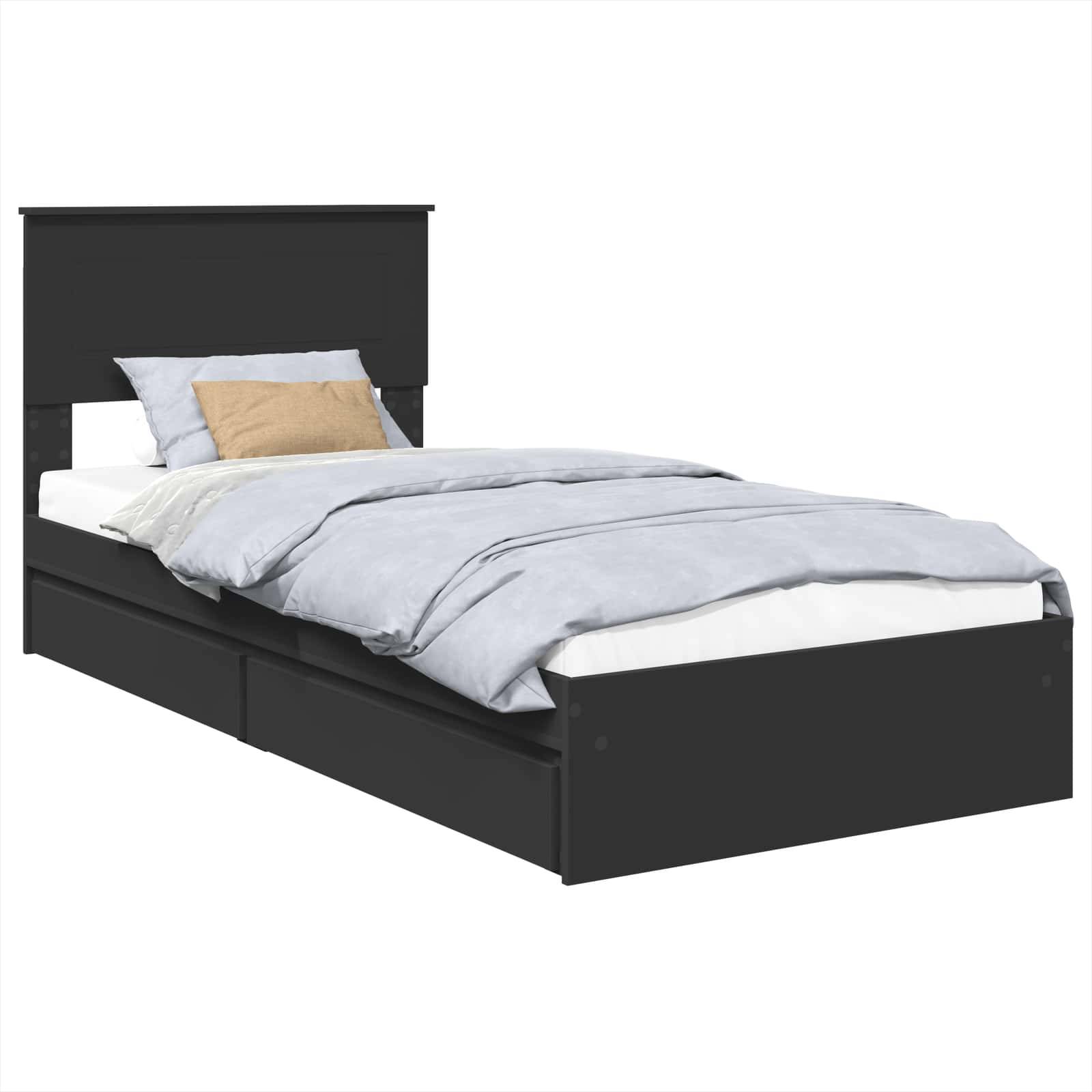 vidaXL Aufbewahrungsbett Schwarz 90 x 190 cm Holzwerkstoff