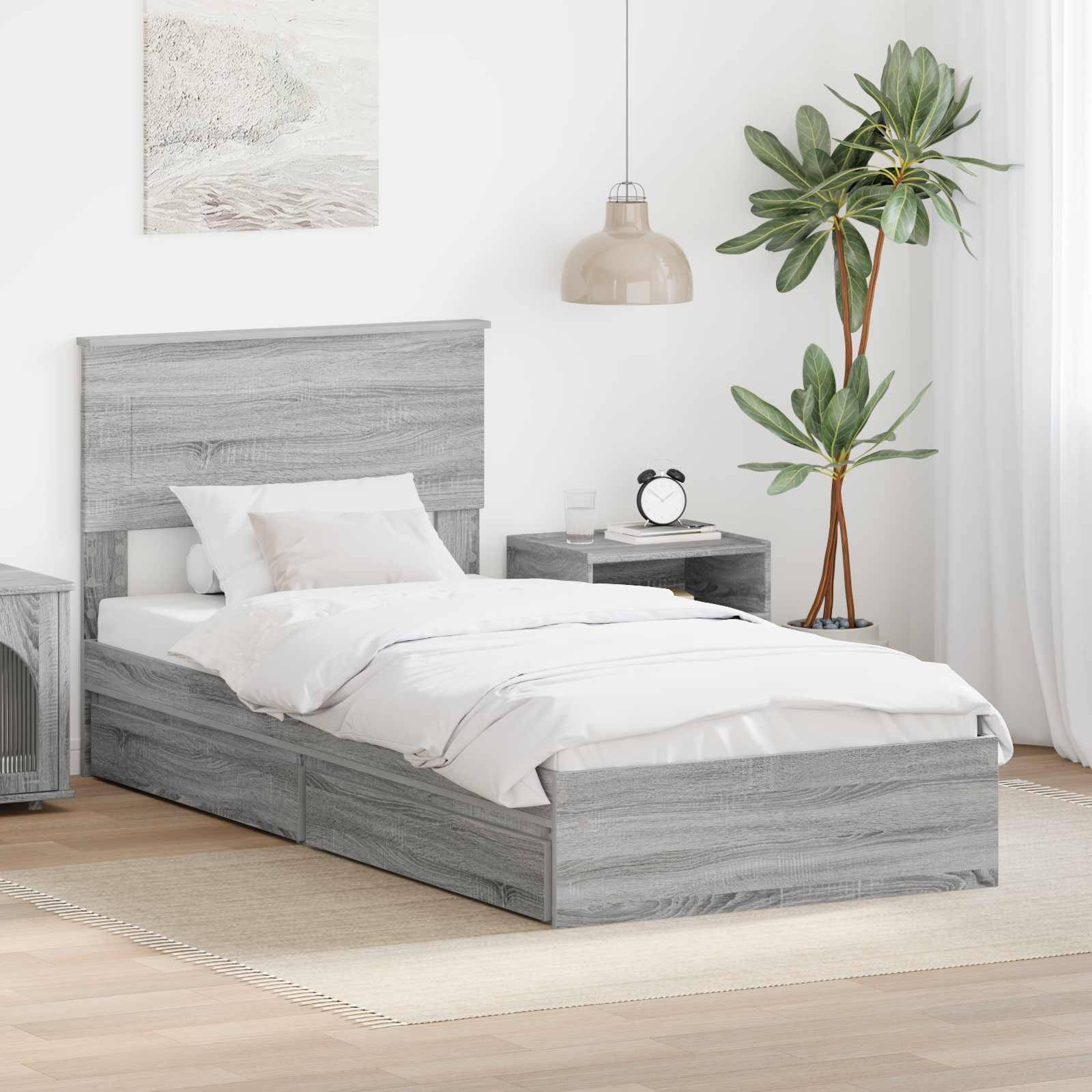 vidaXL Aufbewahrungsbett Graues Sonoma 75 x 190 cm Holzwerkstoff