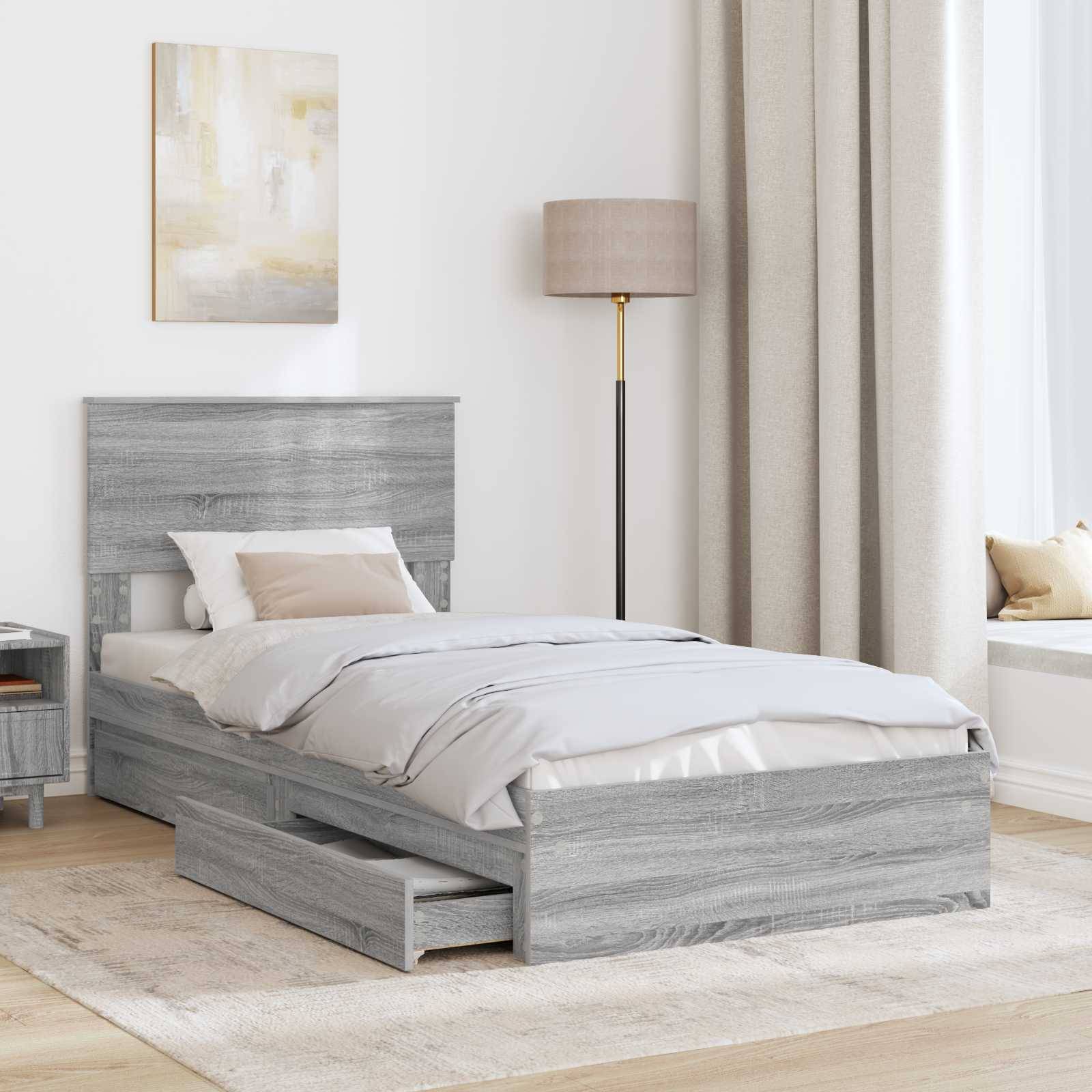 vidaXL Aufbewahrungsbett Graues Sonoma 75 x 190 cm Holzwerkstoff