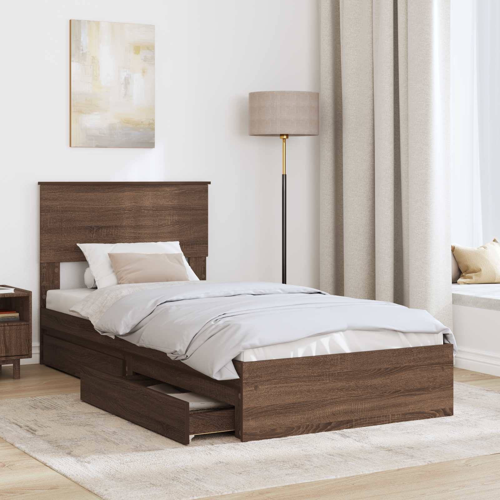 vidaXL Aufbewahrungsbett Braun Eichen-Optik 75 x 190 cm Holzwerkstoff