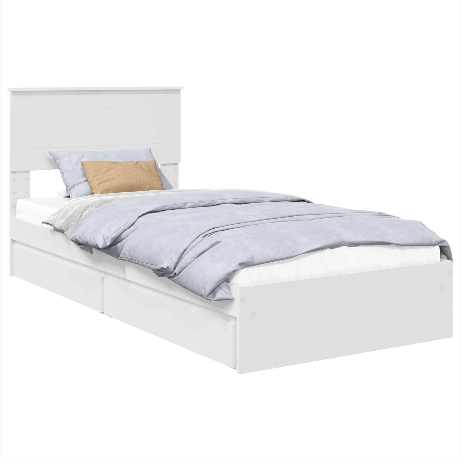 vidaXL Aufbewahrungsbett mit Kopfteil Weiß 75 x 190 cm Holzwerkstoff