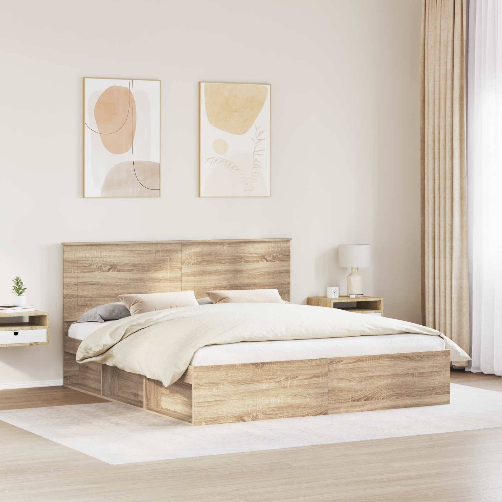 vidaXL Bettrahmen Sonoma 200 x 200 cm Massives Kiefernholz