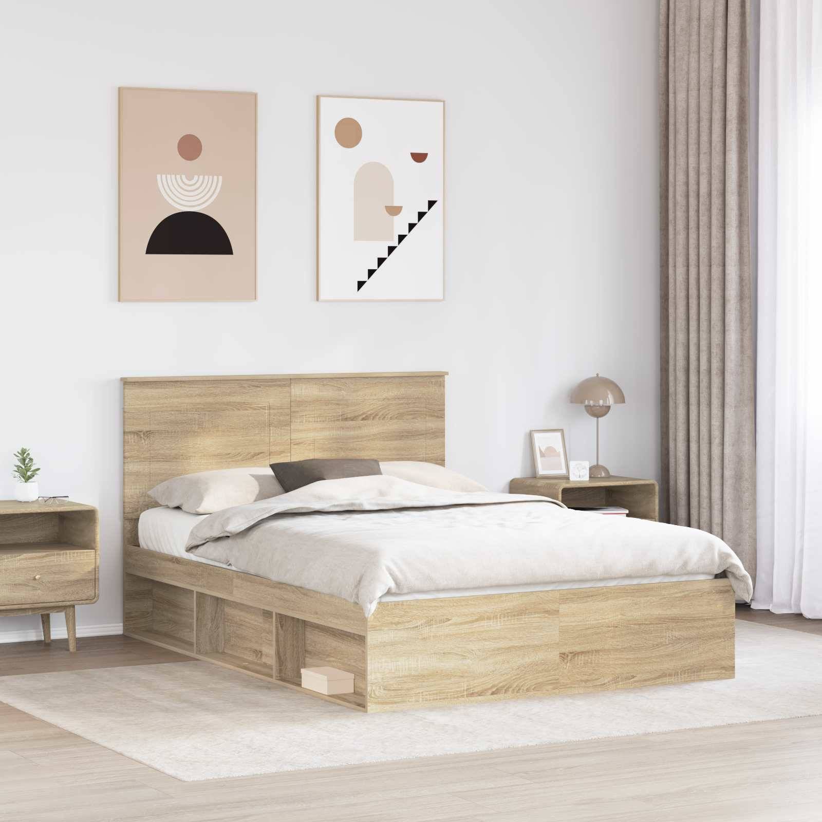 vidaXL Bettrahmen Sonoma 140 x 200 cm Massives Kiefernholz