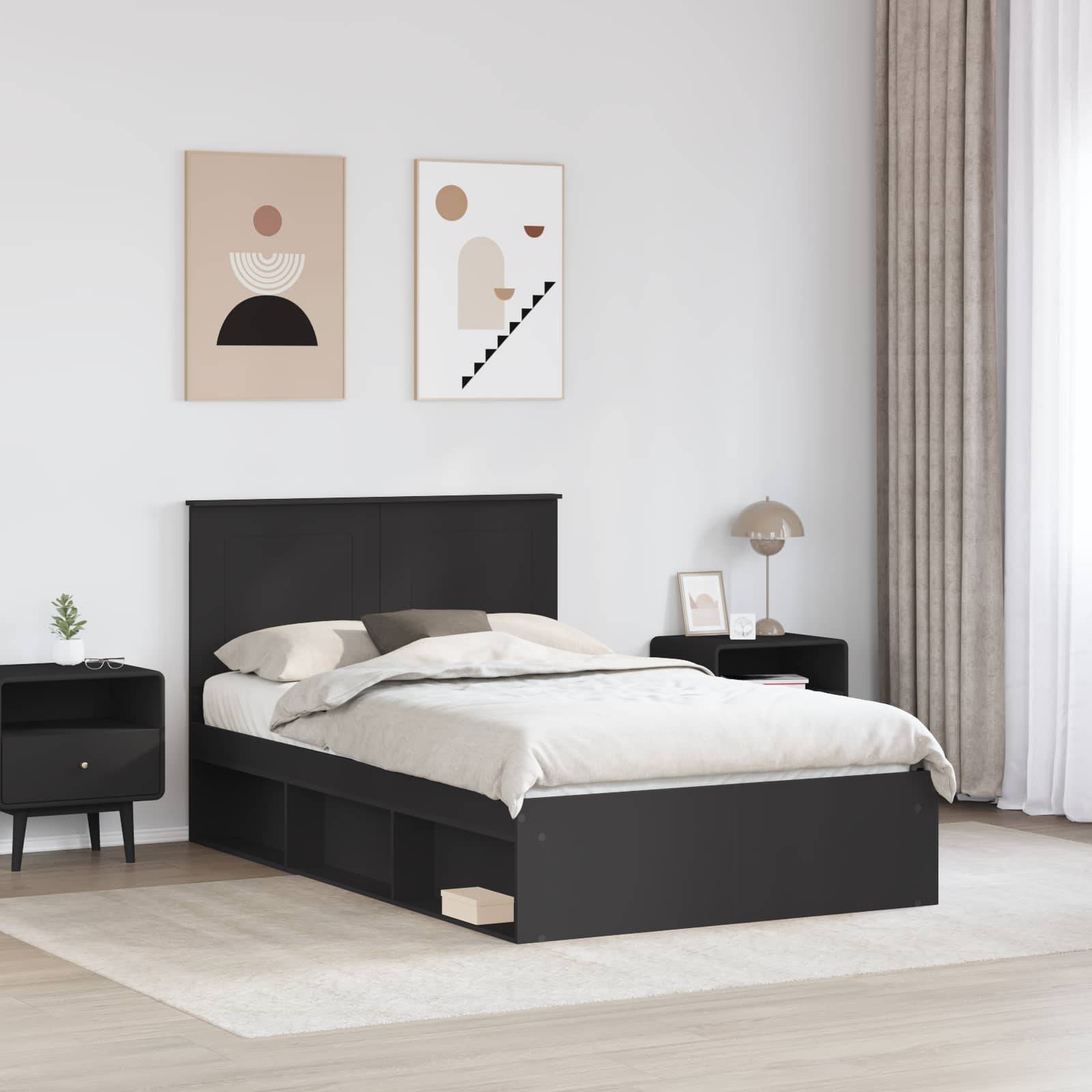 vidaXL Bettrahmen Schwarz 120 x 200 cm Massives Kiefernholz
