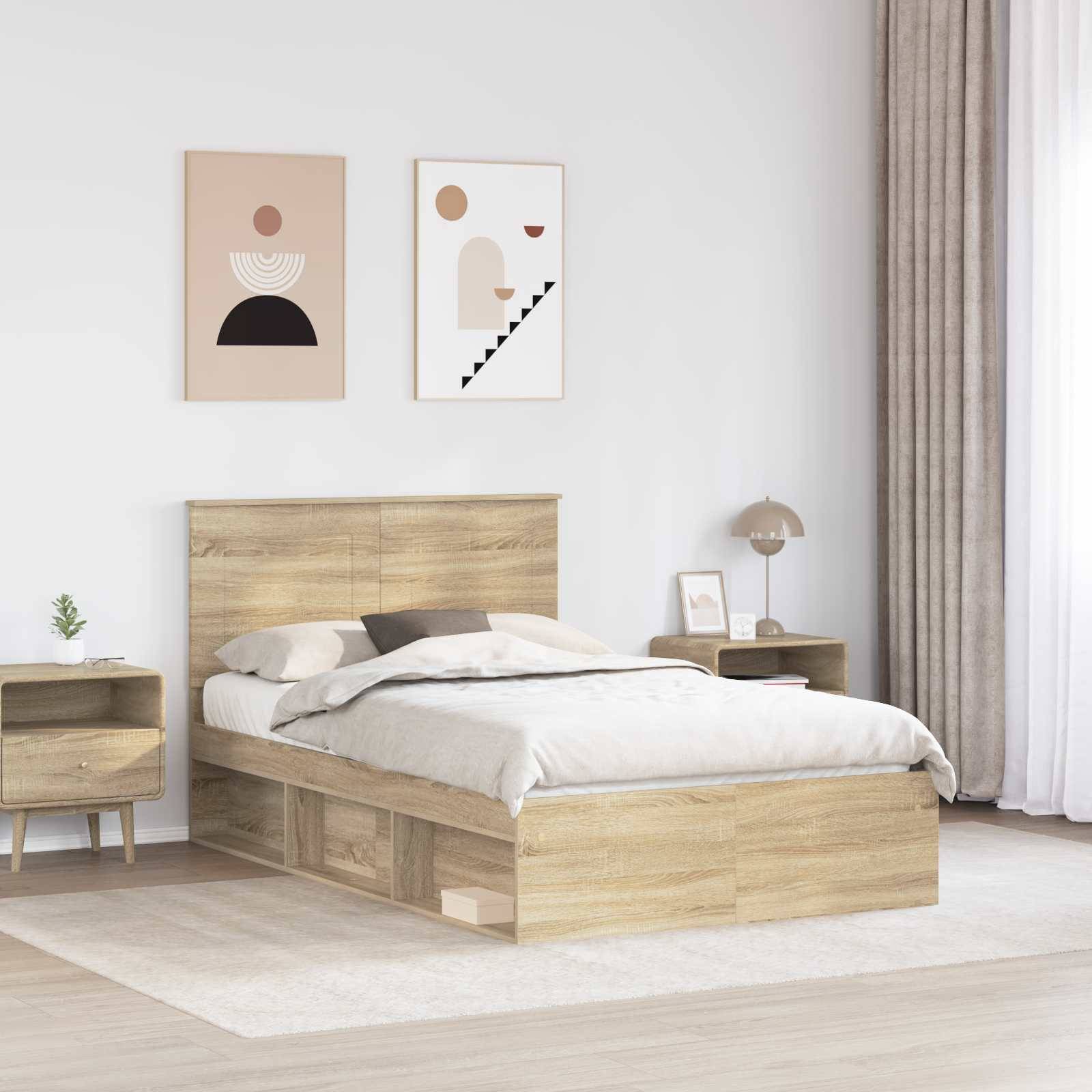 vidaXL Bettrahmen Sonoma 120 x 200 cm Massives Kiefernholz
