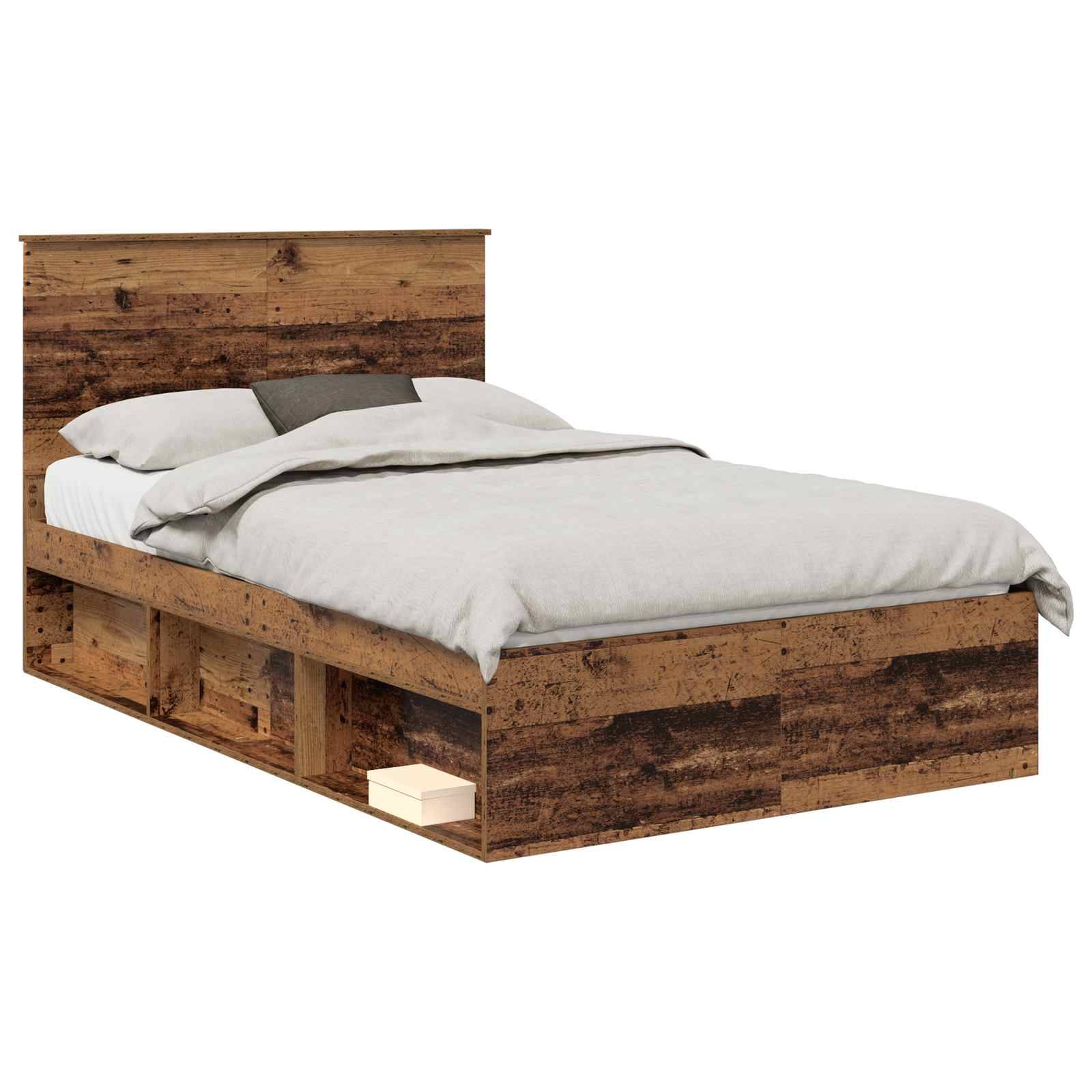 vidaXL Bettrahmen Altholz 135 x 190 cm Massives Kiefernholz