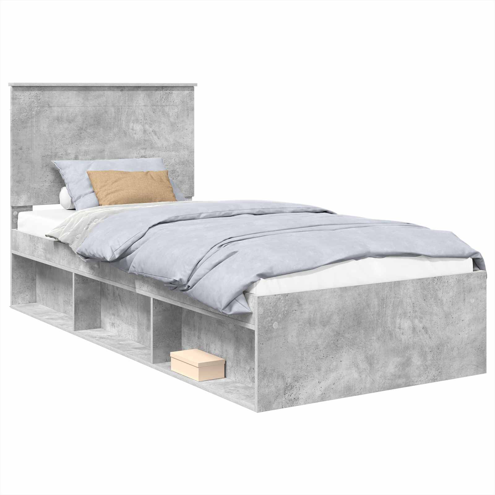 vidaXL Bettrahmen Beton Grau 100 x 200 cm Massives Kiefernholz