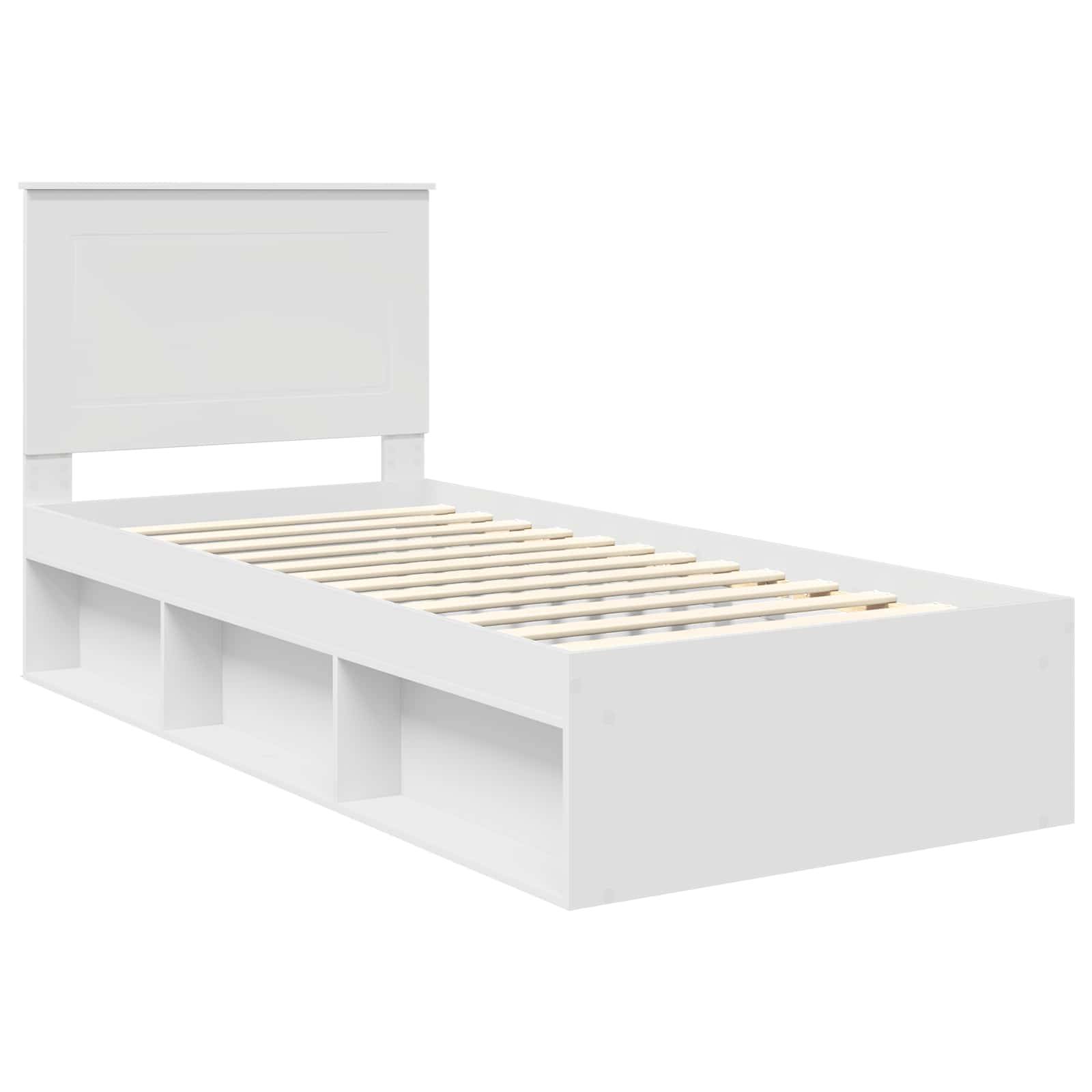 vidaXL Bettrahmen mit Kopfteil Weiß 100 x 200 cm Massives Kiefernholz