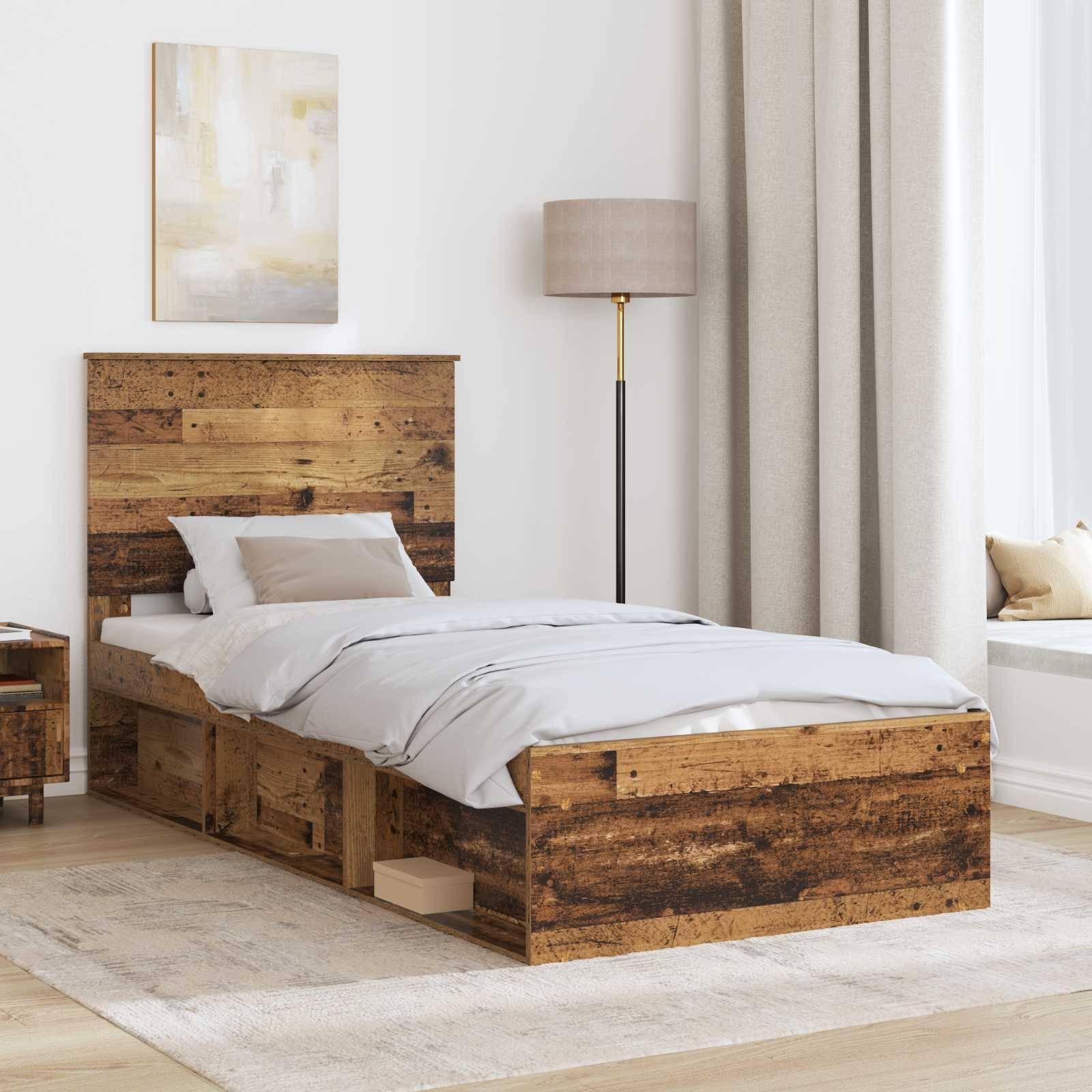 vidaXL Bettrahmen Altholz 75 x 190 cm Massives Kiefernholz