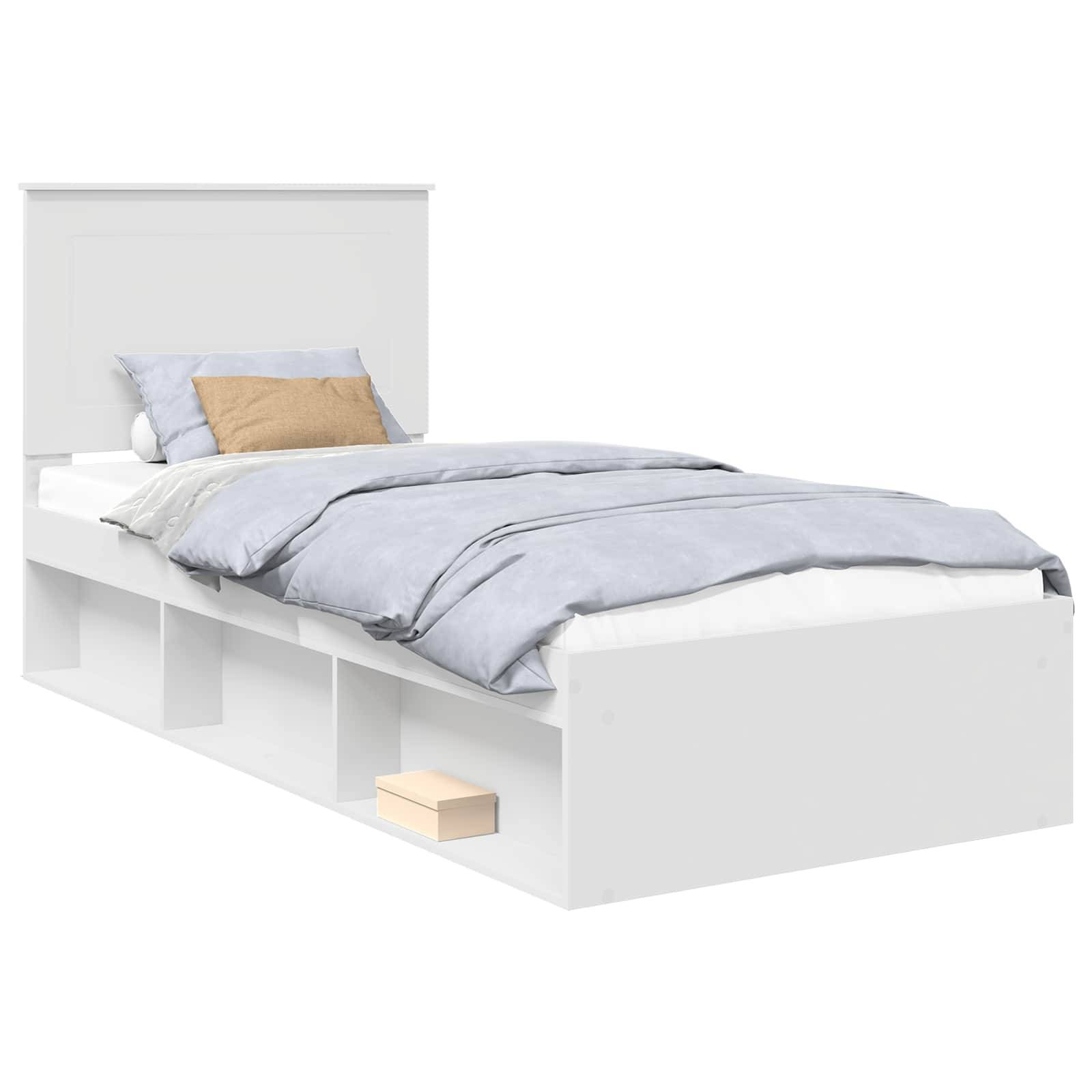 vidaXL Bettrahmen mit Kopfteil Weiß 90 x 190 cm Massives Kiefernholz