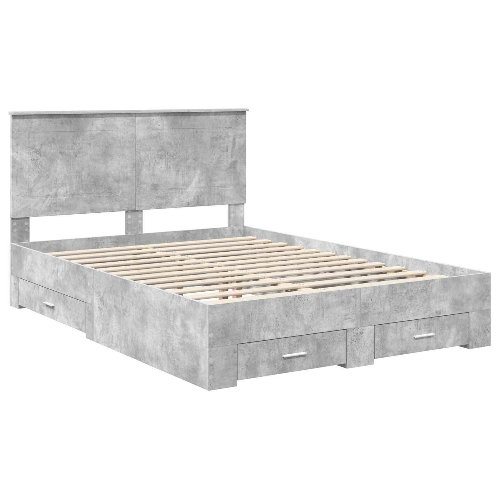 vidaXL Bettrahmen mit Kopfteil Beton Grau 150 x 200 cm Holzwerkstoff