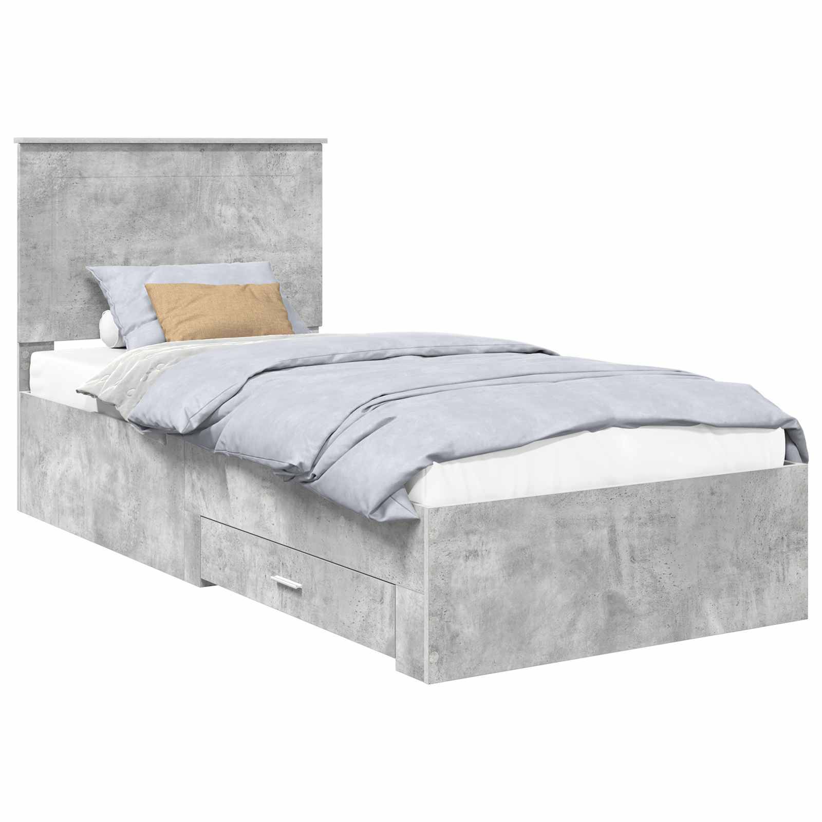 vidaXL Bettrahmen mit Kopfteil Beton Grau 90 x 200 cm Holzwerkstoff
