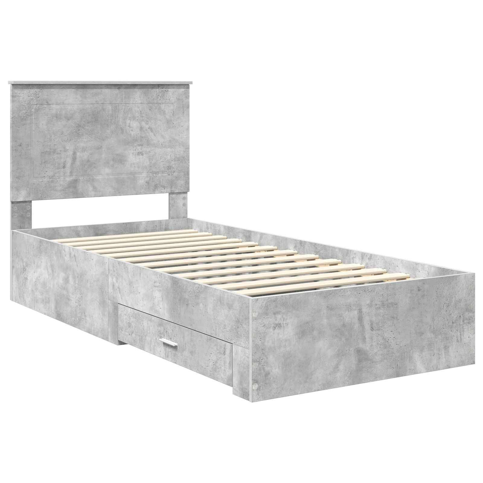vidaXL Bettrahmen mit Kopfteil Beton Grau 90 x 200 cm Holzwerkstoff