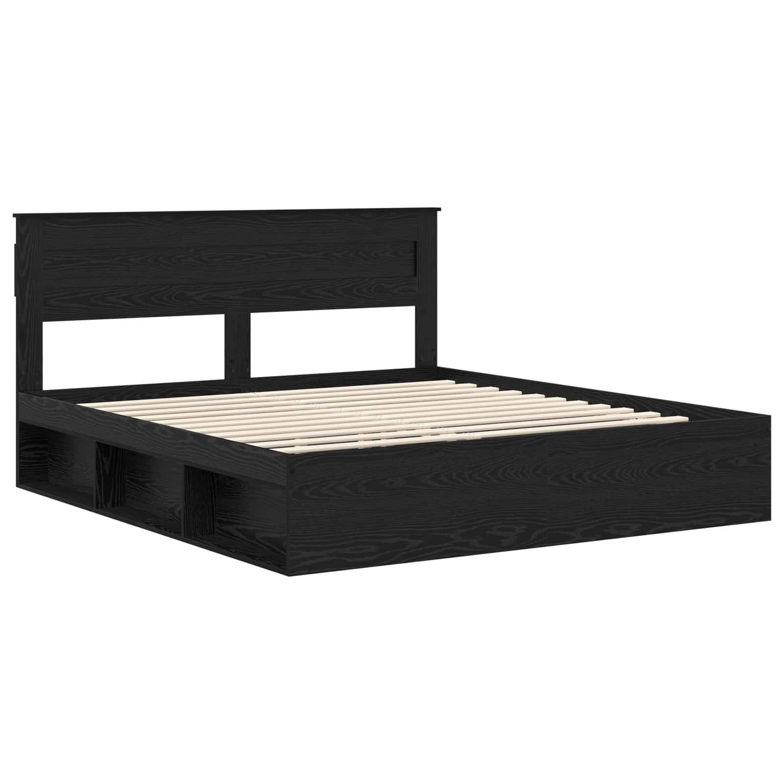 vidaXL Bettrahmen Schwarz 200 x 200 cm Massives Kiefernholz